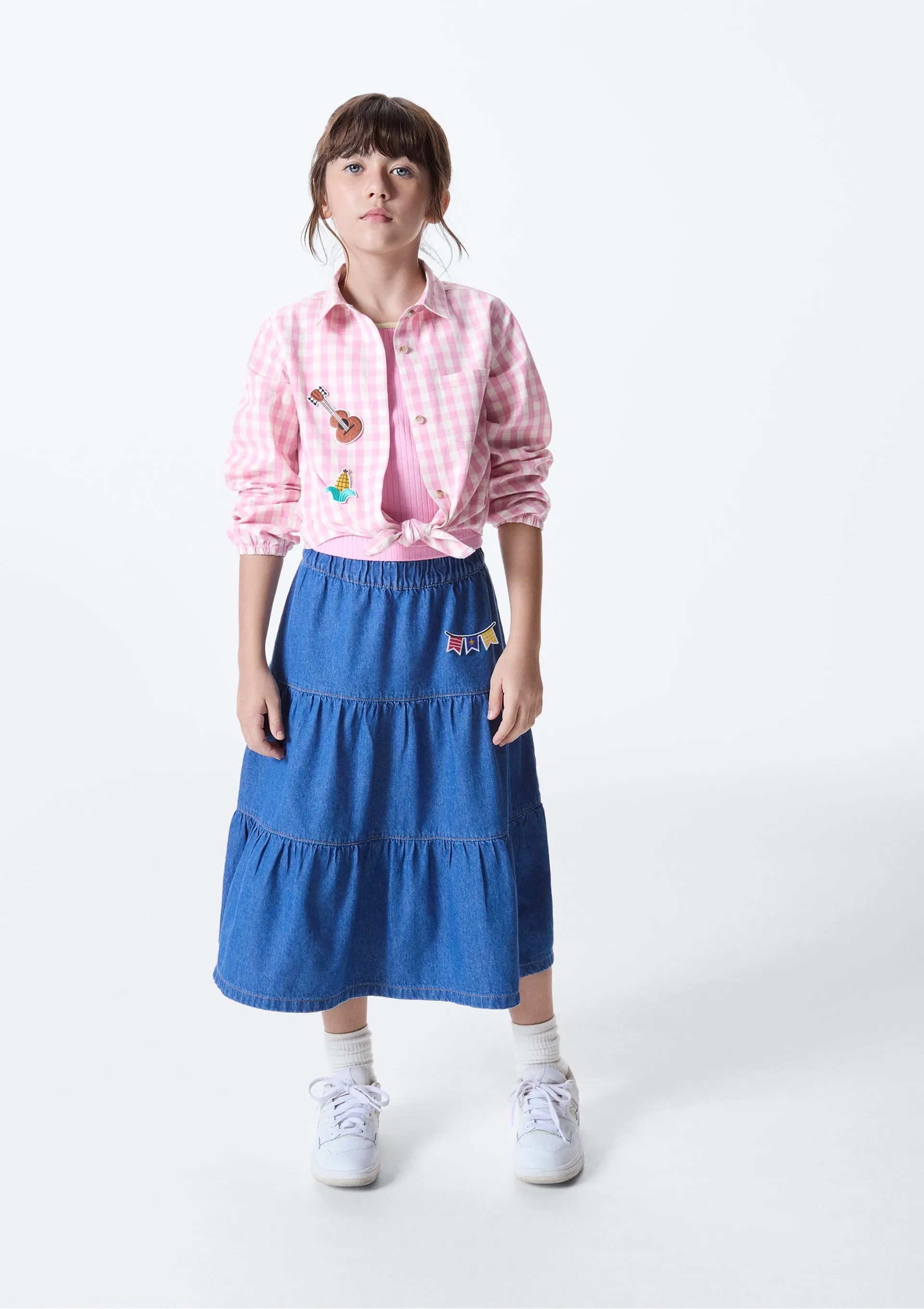 Saia Infantil Midi Em Jeans - Azul — foto 5