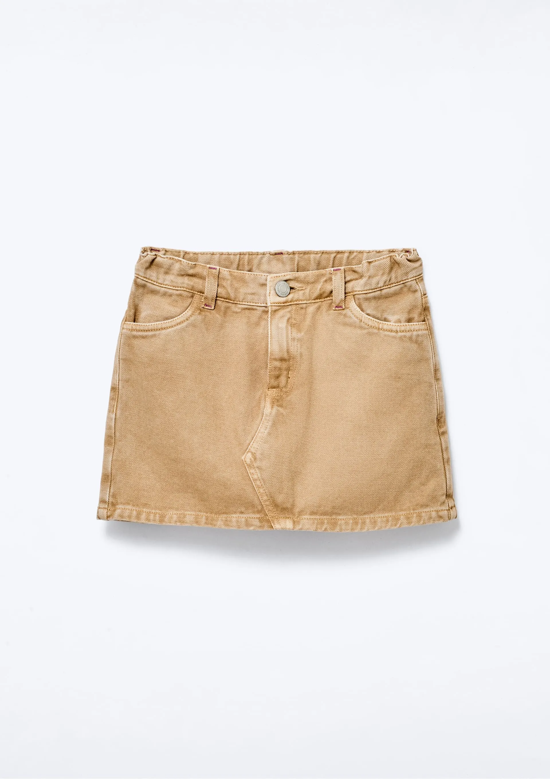 Shorts Saia Infantil Em Sarja Estonada - Bege — foto 2