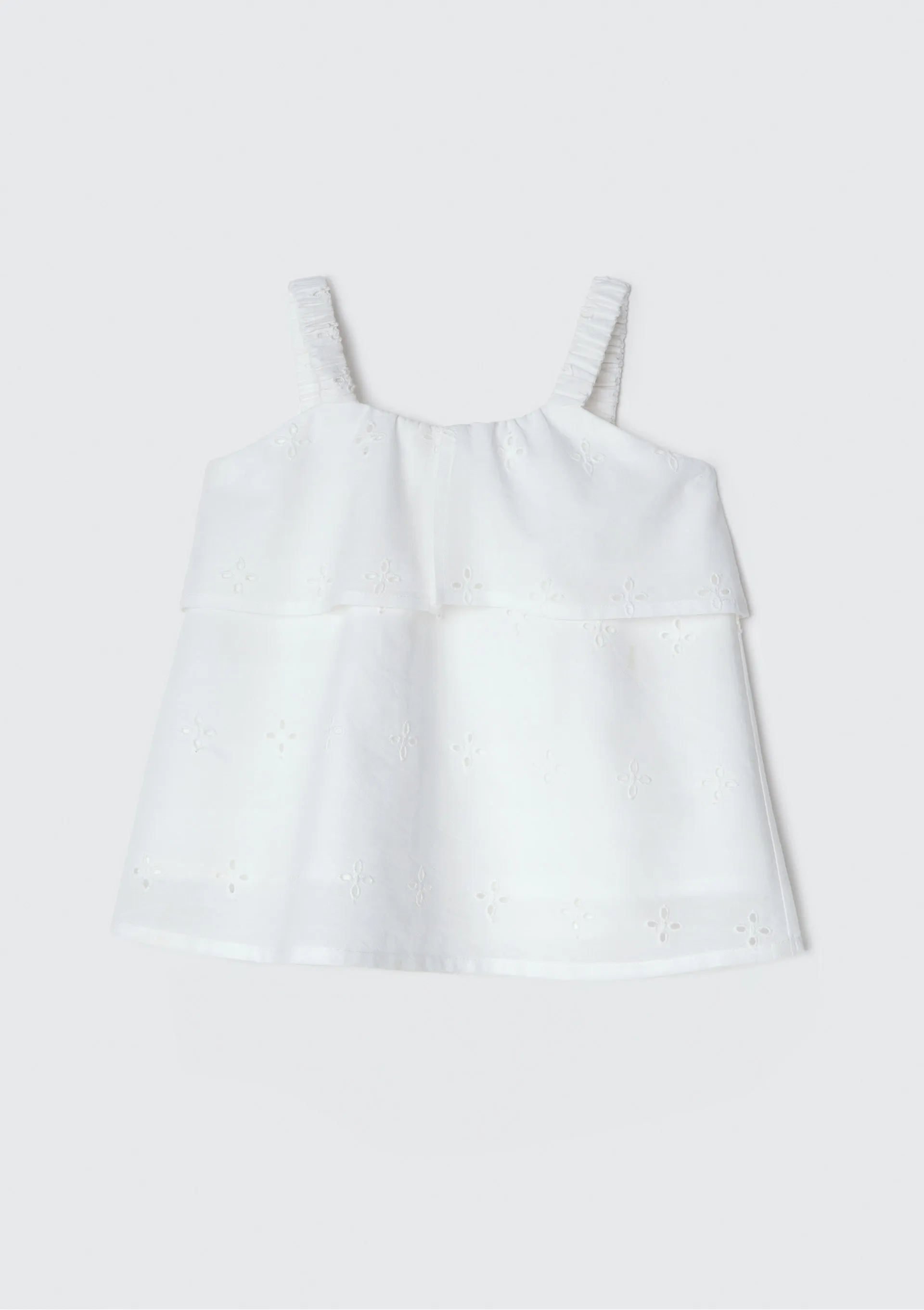Blusa Bata Infantil Menina Toddler Com Babado - Branco — foto 5