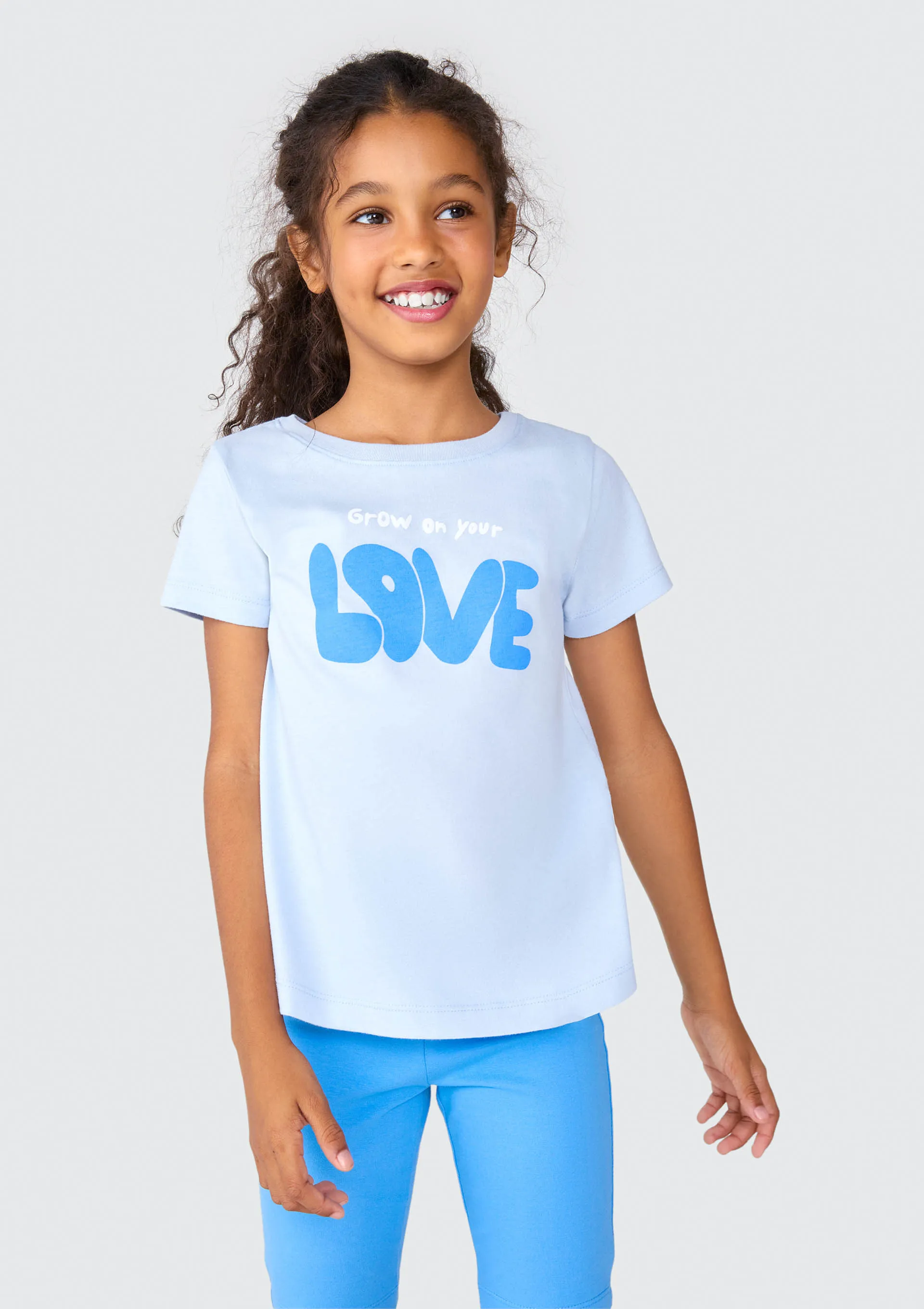Blusa Infantil Menina Manga Curta Com Estampa - Azul