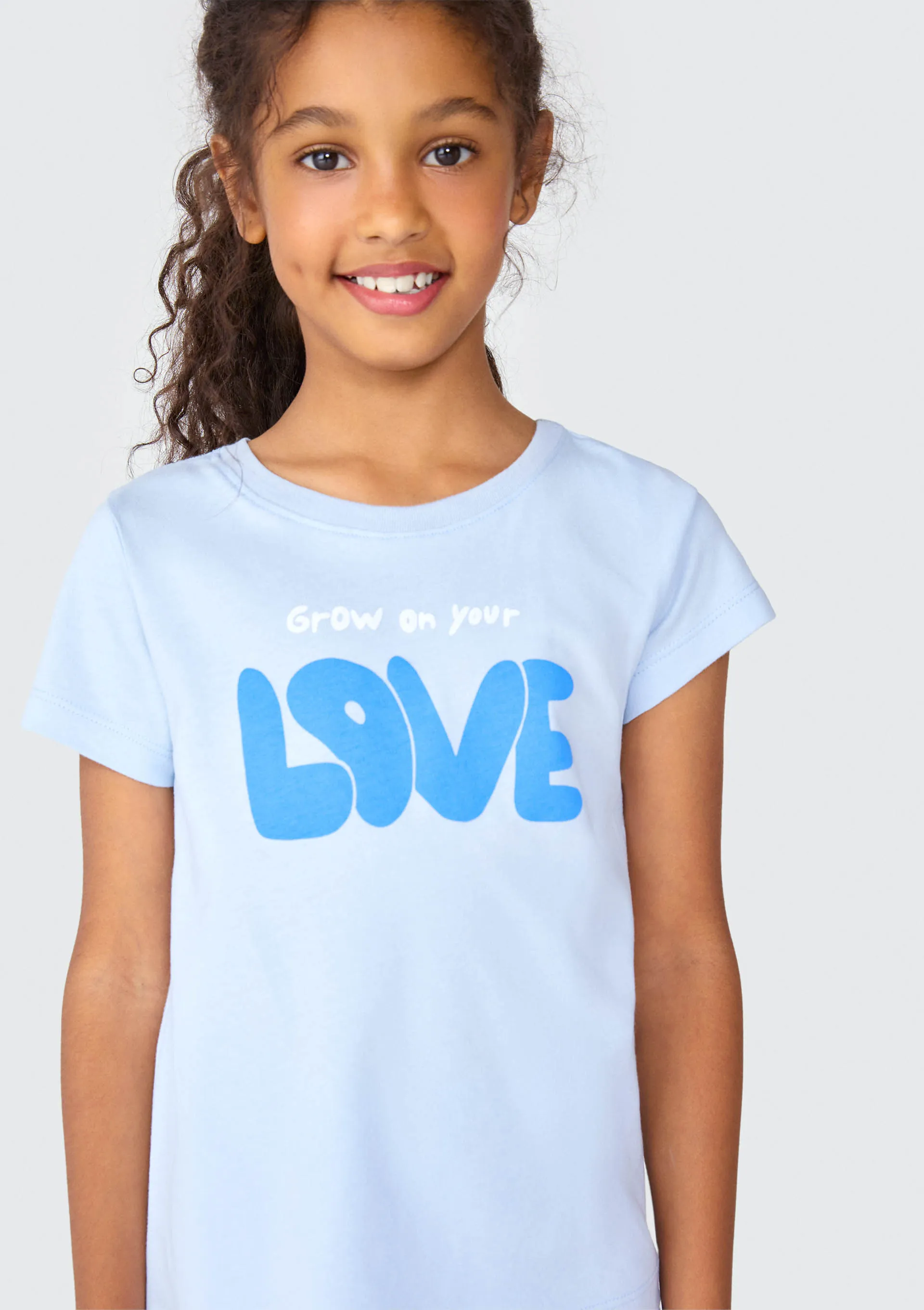 Blusa Infantil Menina Manga Curta Com Estampa - Azul — foto 2