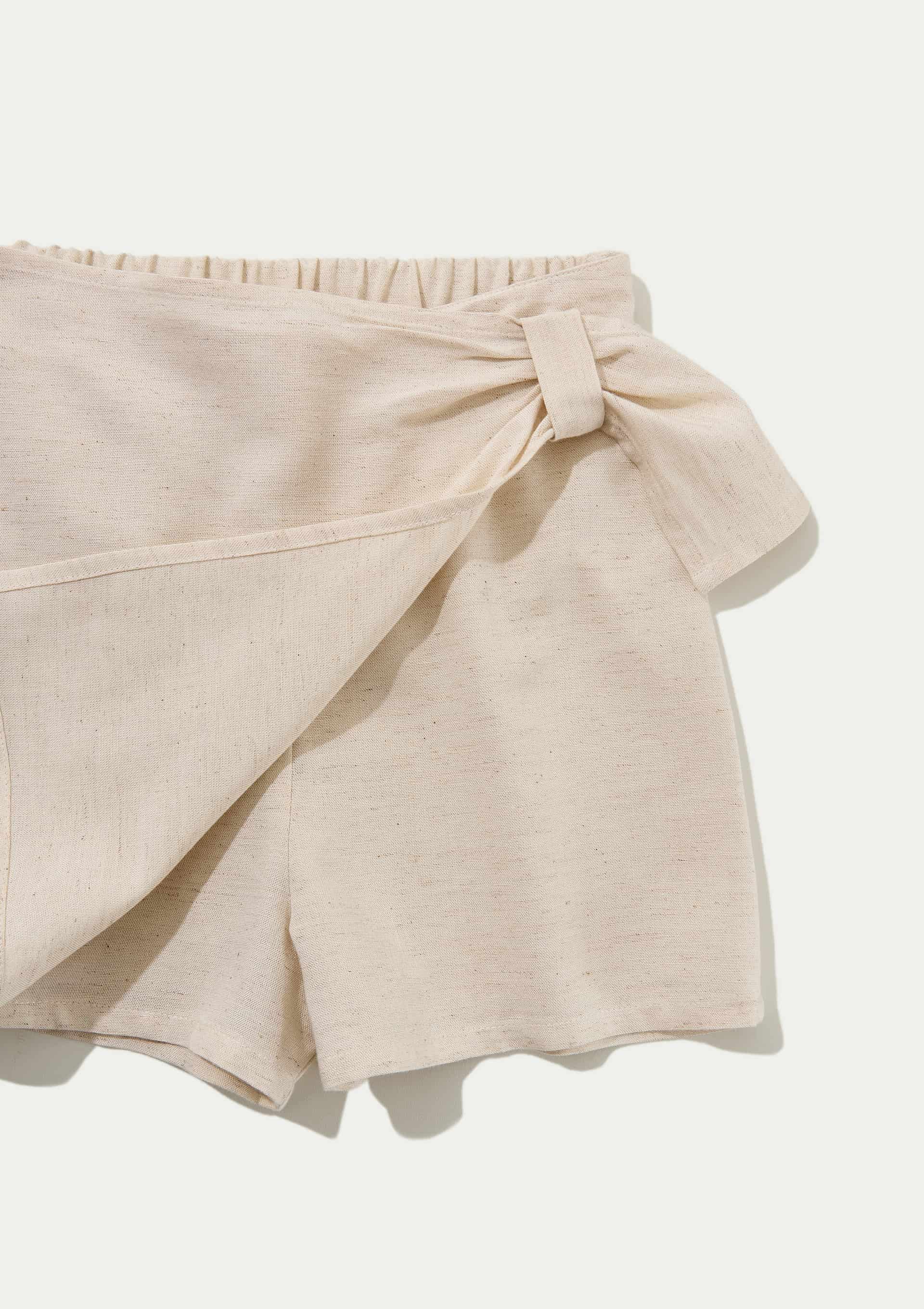 Shorts Saia Infantil Menina Reto Com Linho - Natural — foto 6