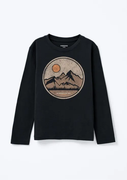 Camiseta Infantil Menino Manga Longa Com Estampa Hering Kids - Preto
