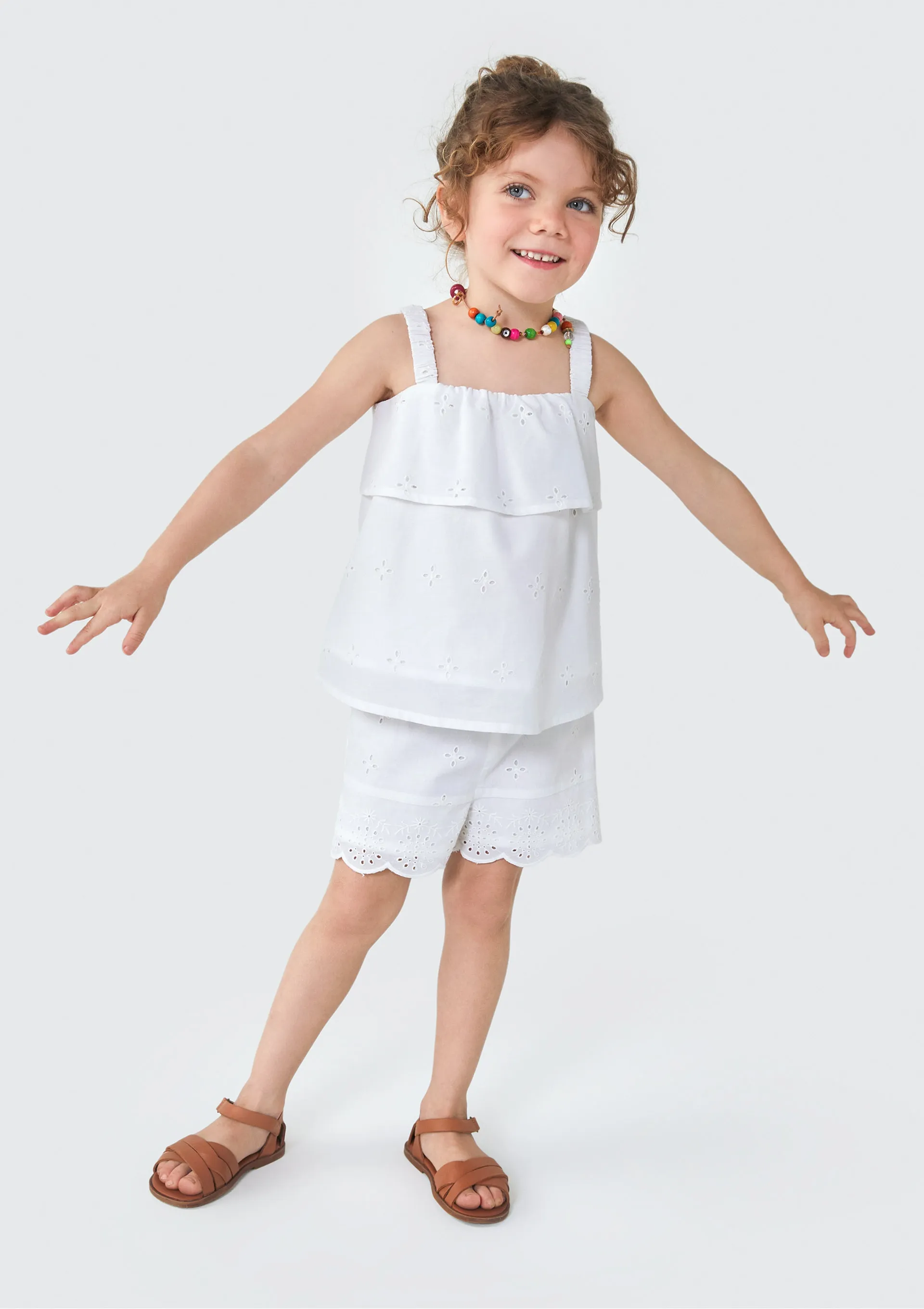 Blusa Bata Infantil Menina Toddler Com Babado - Branco — foto 2