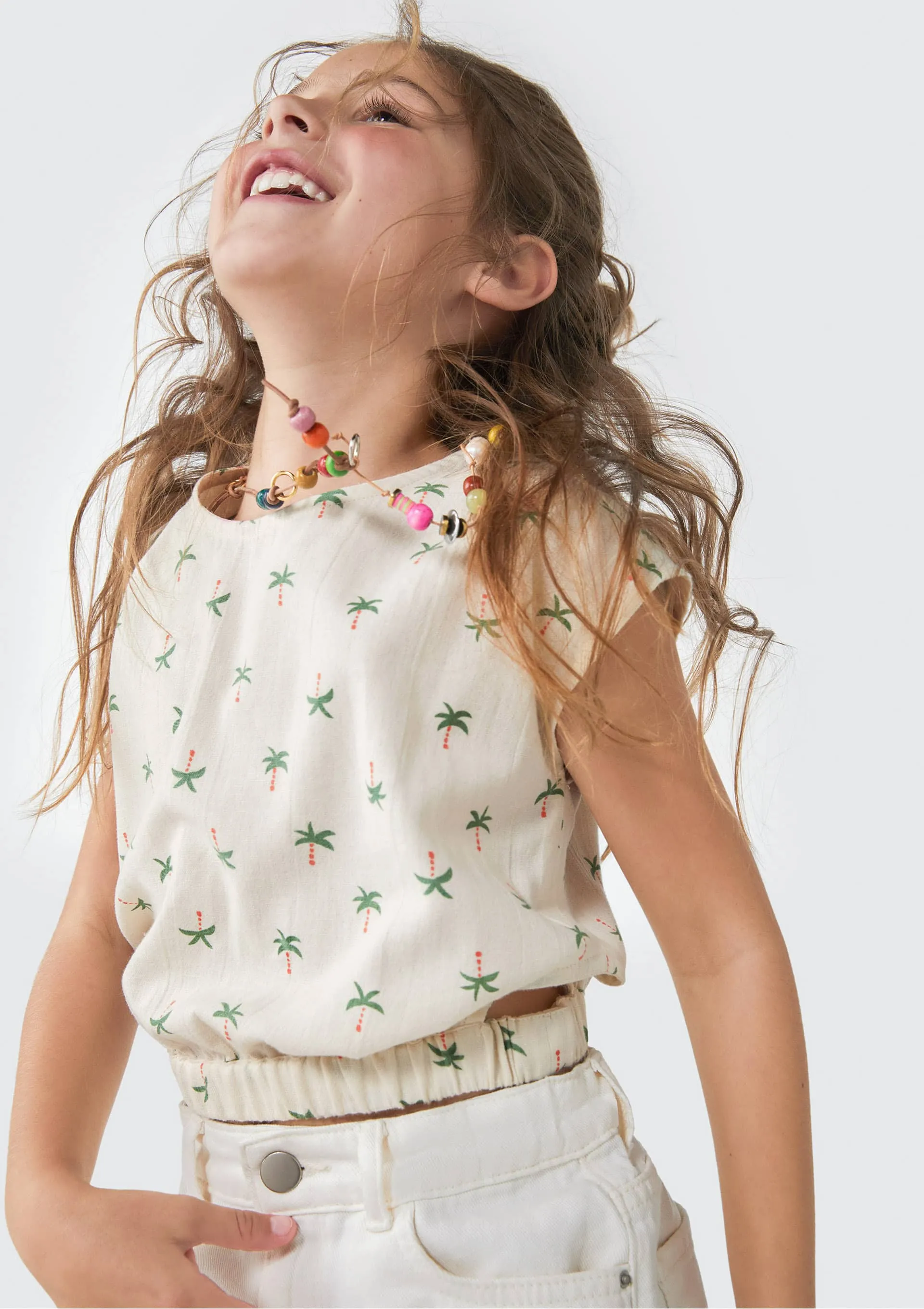 Blusa Infantil Menina Com Estampa - Bege — foto 3