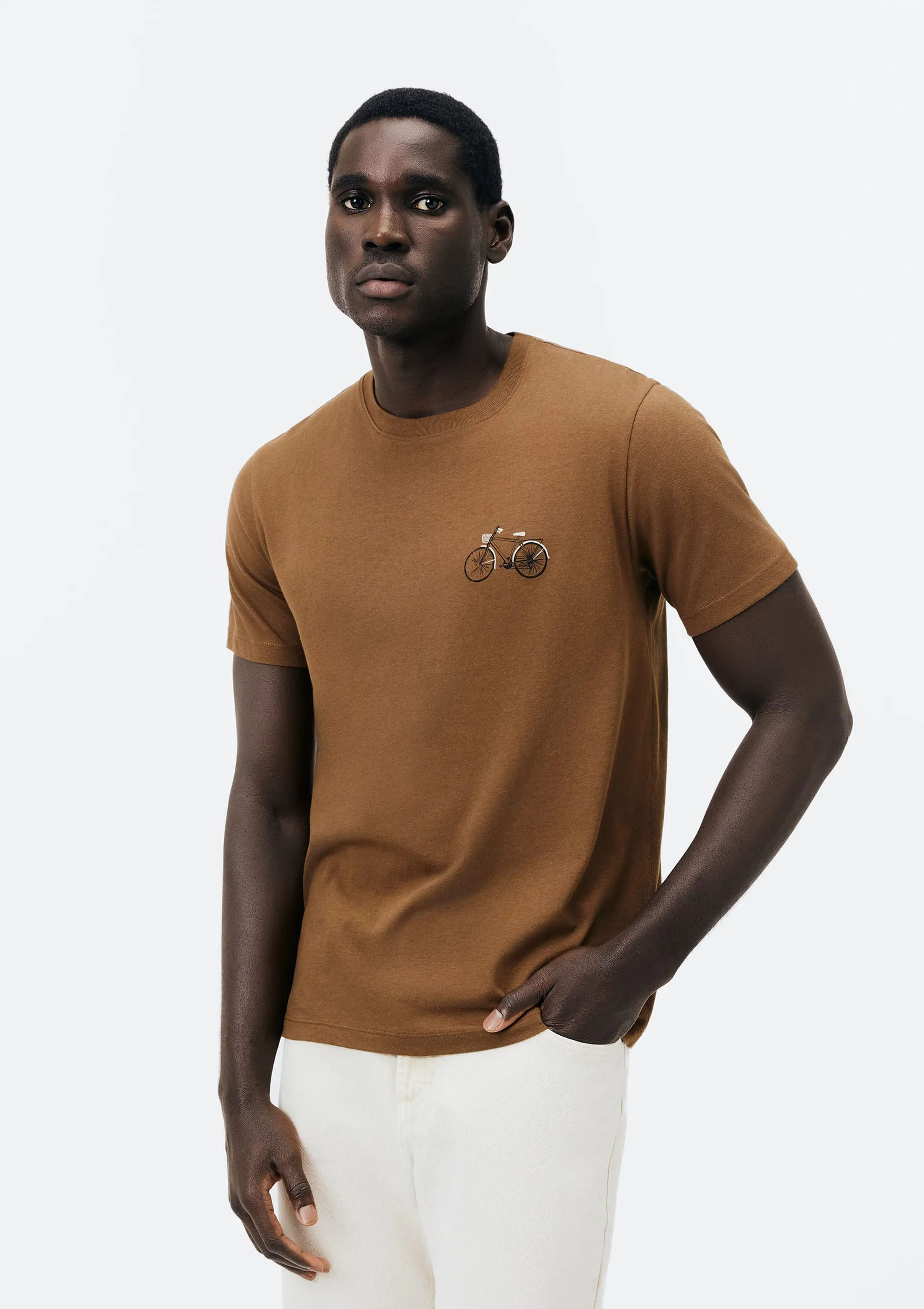 Camiseta Masculina Manga Curta Com Estampa - Marrom — foto 5
