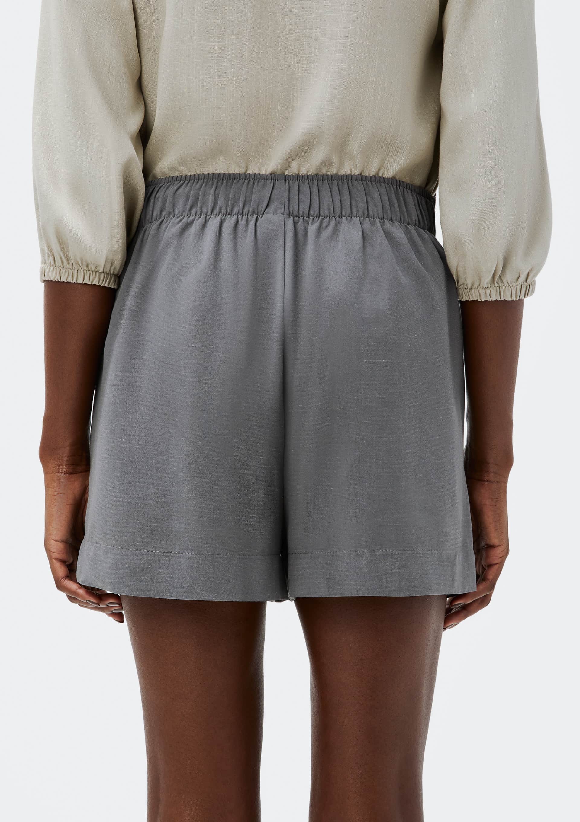 Shorts Feminino Cintura Alta Em Viscolinho - Cinza — foto 3