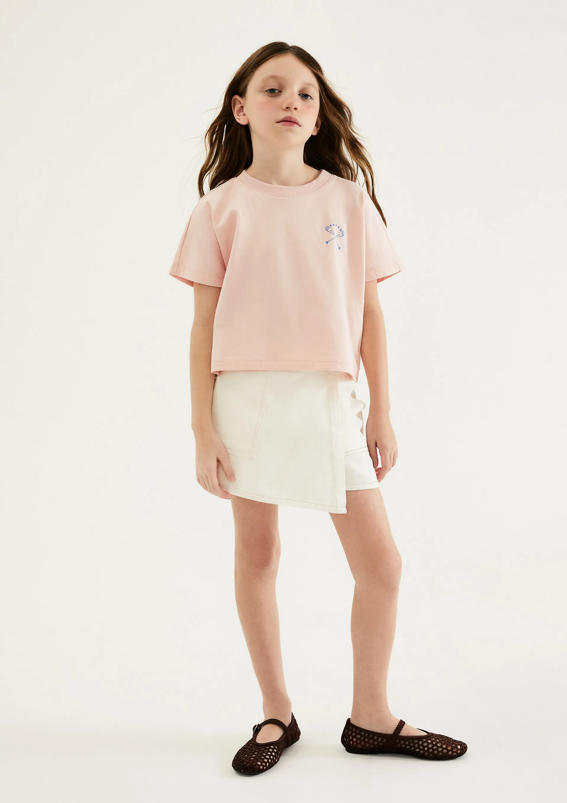 Shorts Saia Infantil Em Sarja - Natural — foto 3