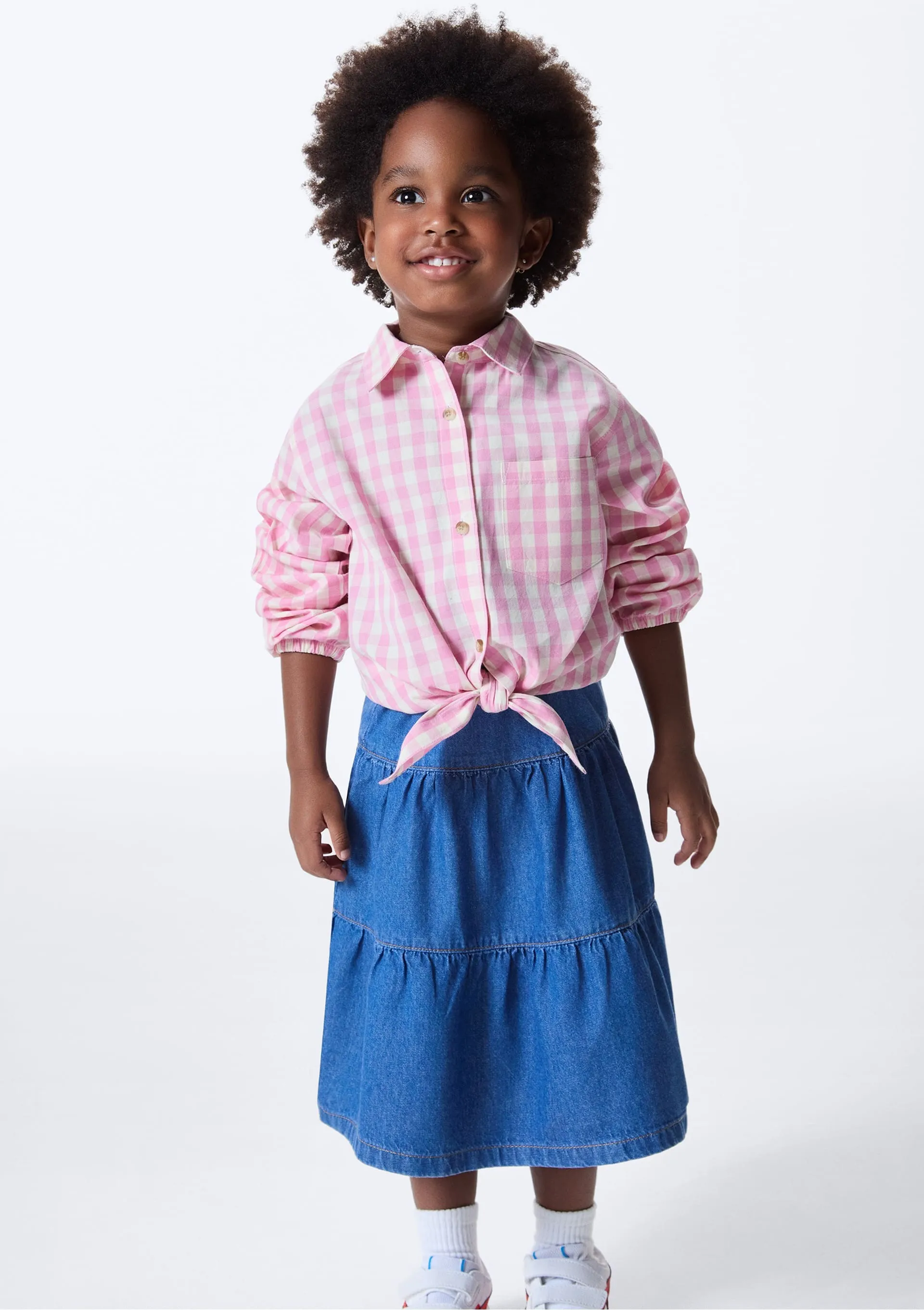 Saia Infantil Midi Em Jeans - Azul — foto 4
