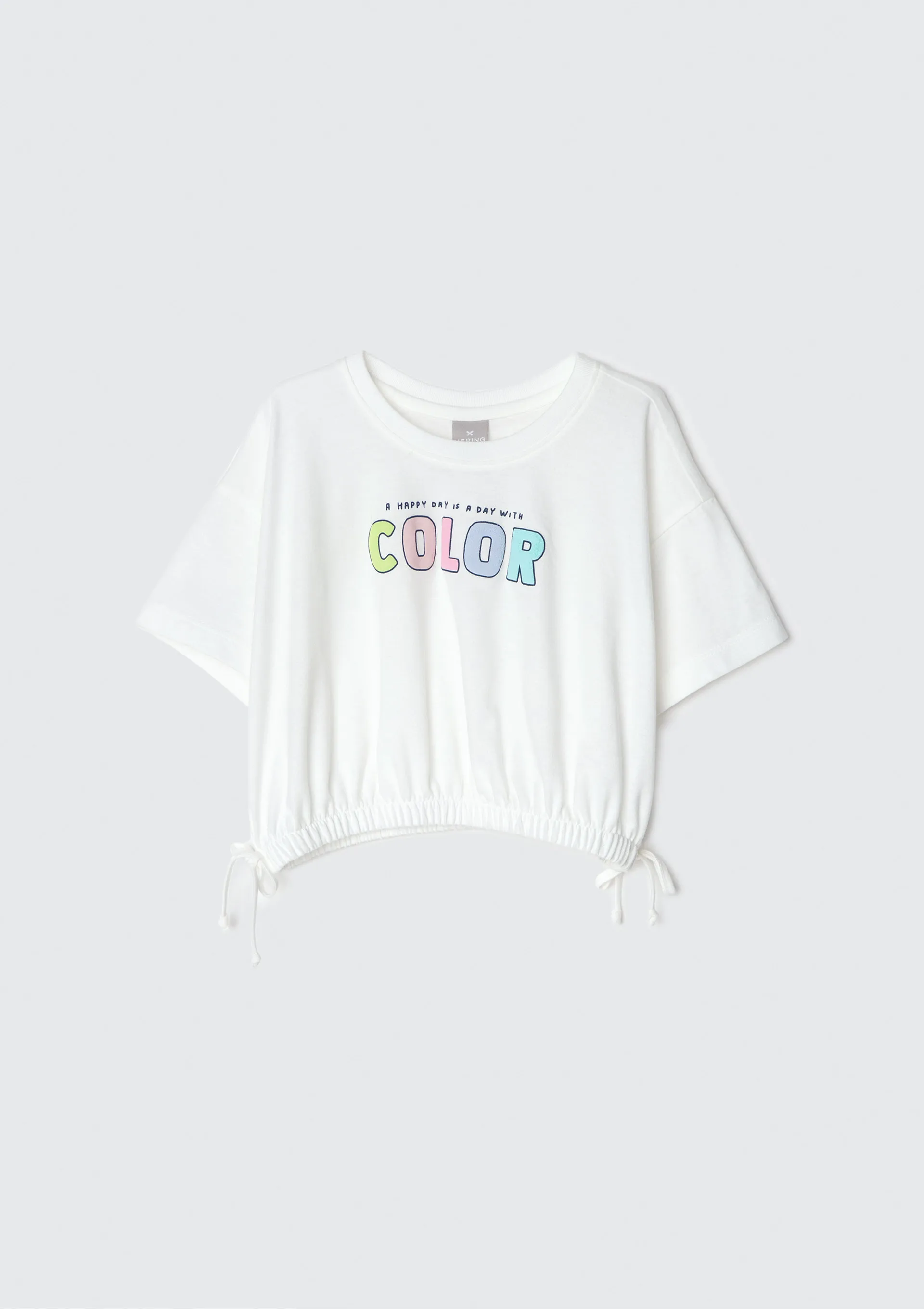 Blusa Infantil Menina Manga Curta Amarração - Branco — foto 4