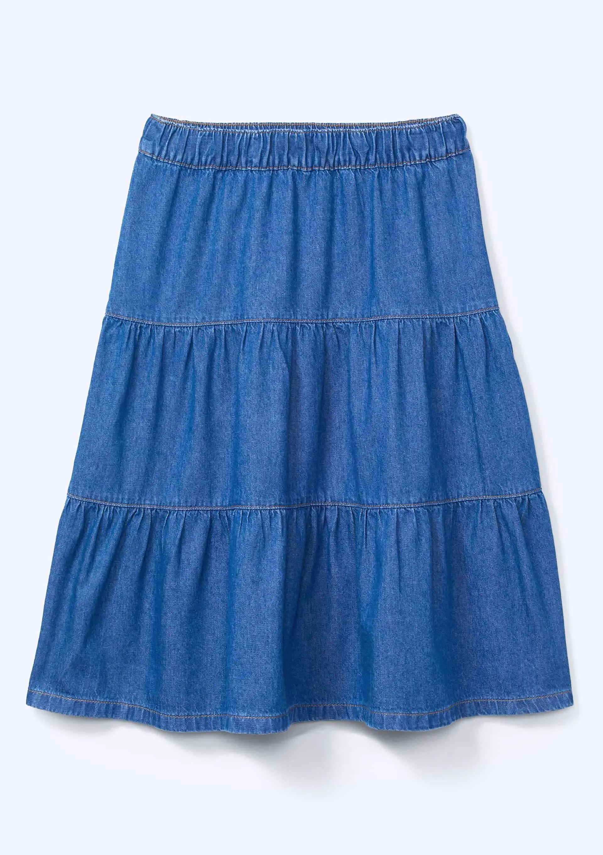 Saia Infantil Midi Em Jeans - Azul — foto 2
