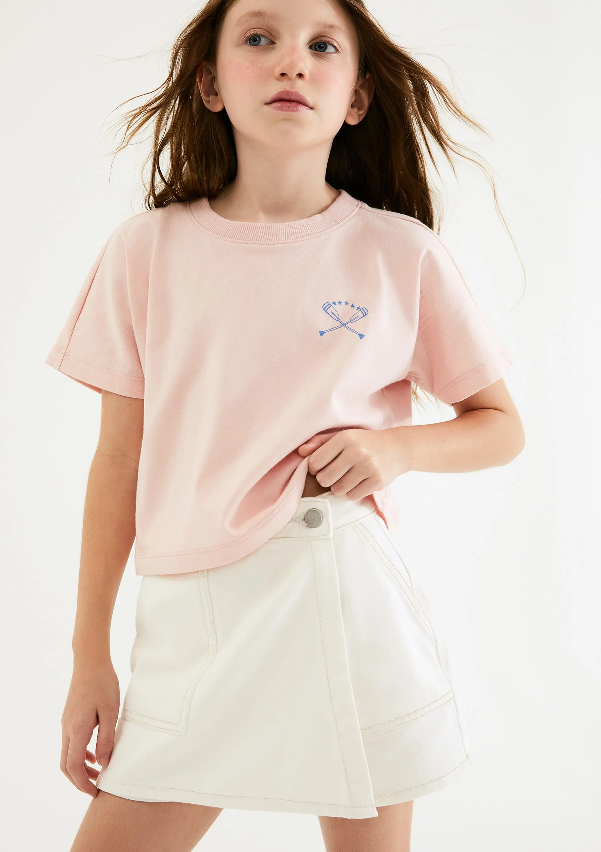 Shorts Saia Infantil Em Sarja - Natural