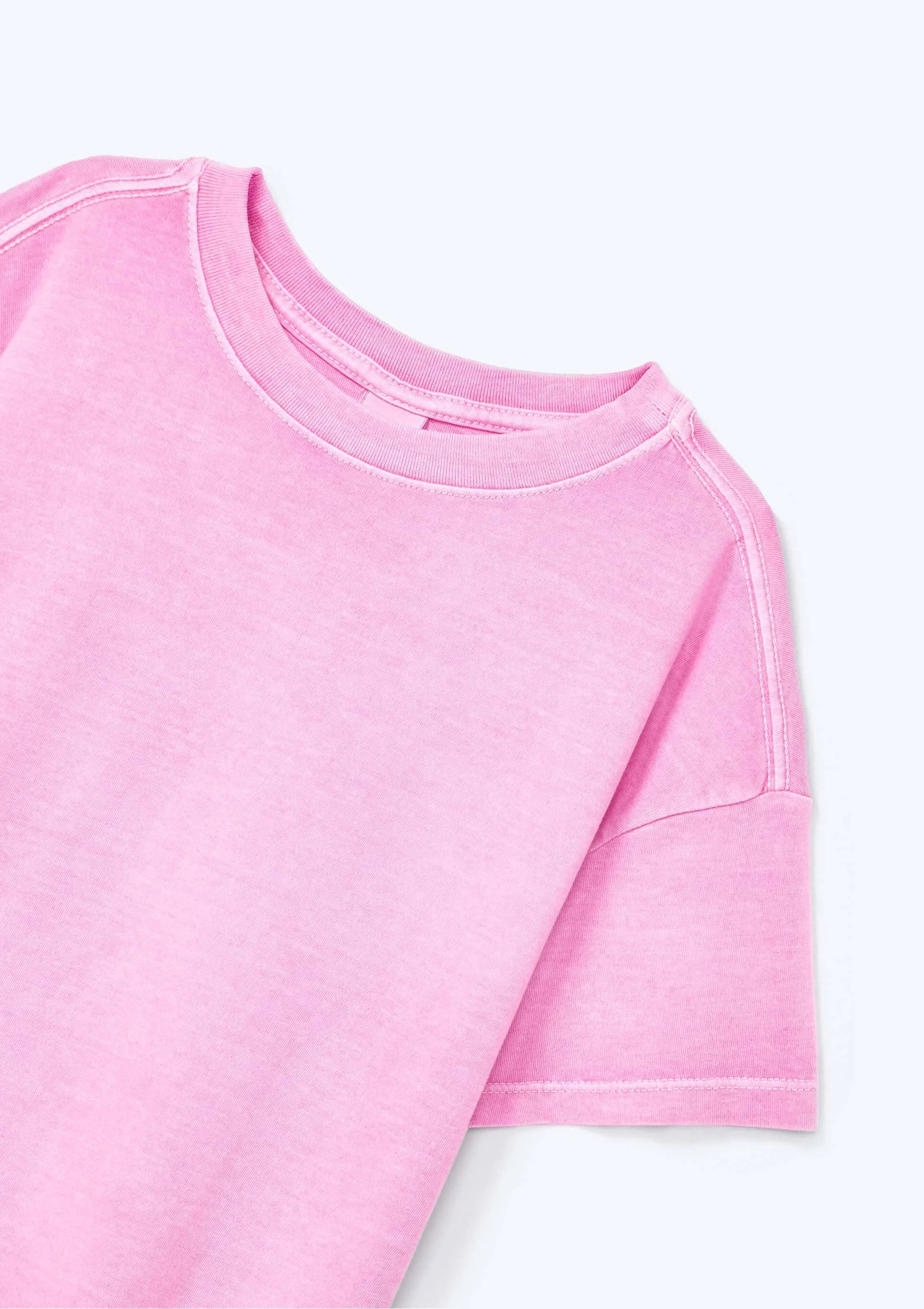 Blusa Infantil Menina Decote Em Ribana Oversized - Rosa — foto 6