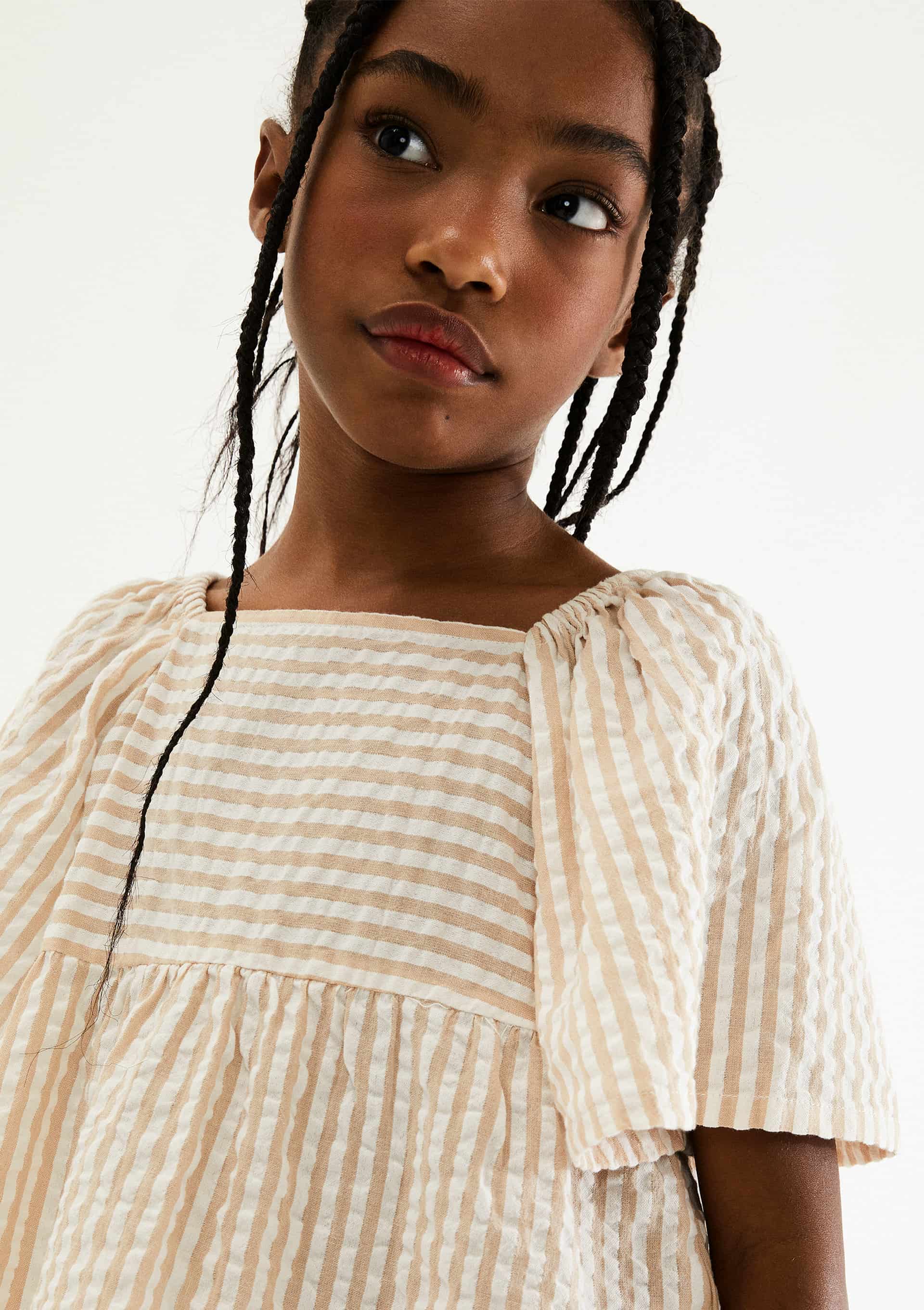 Blusa Infantil Menina Anarruga Fio Tinto Godê - Creme — foto 5