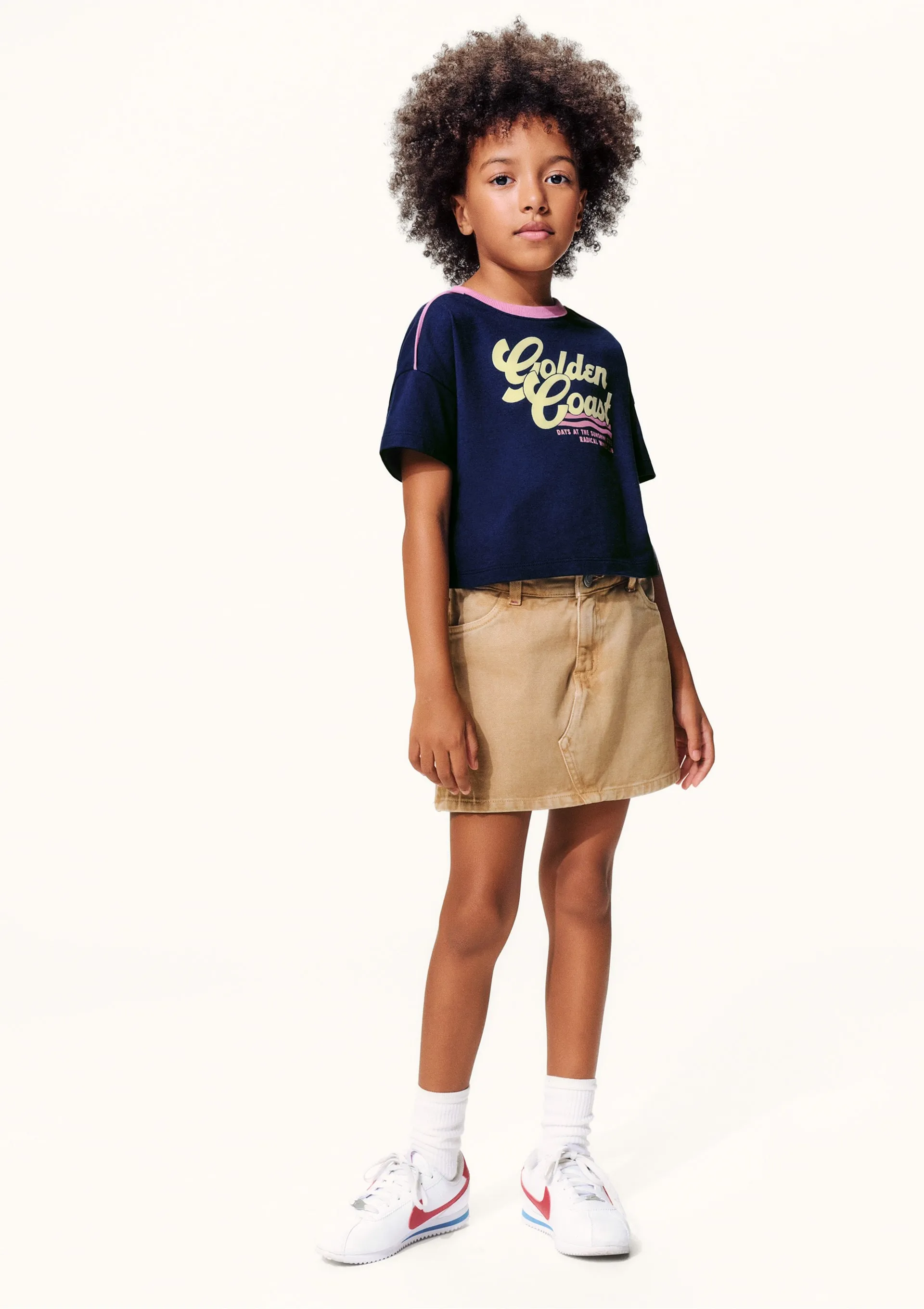 Shorts Saia Infantil Em Sarja Estonada - Bege — foto 3