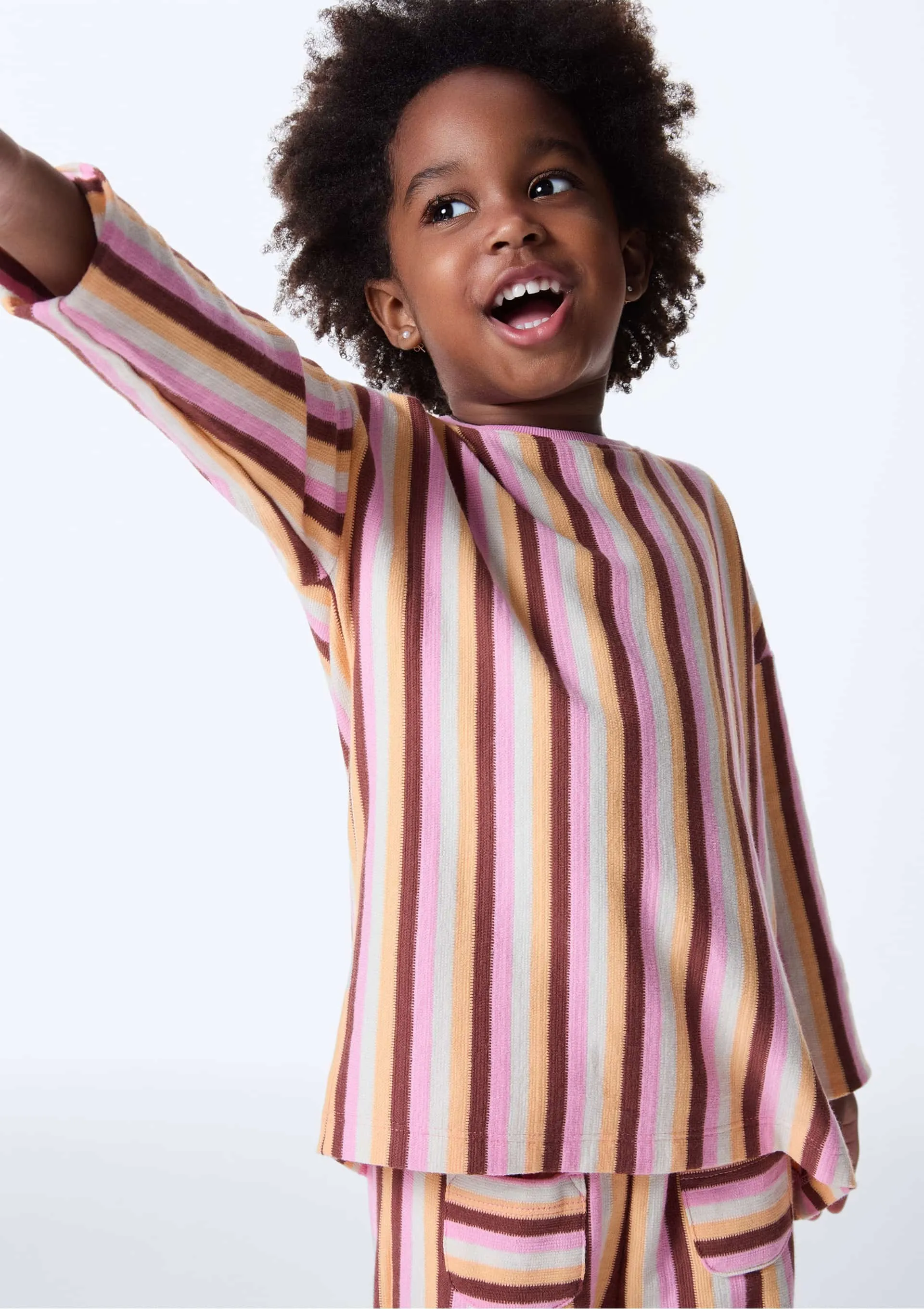 Blusa Infantil Menina Fio Tinto Oversized - Laranja