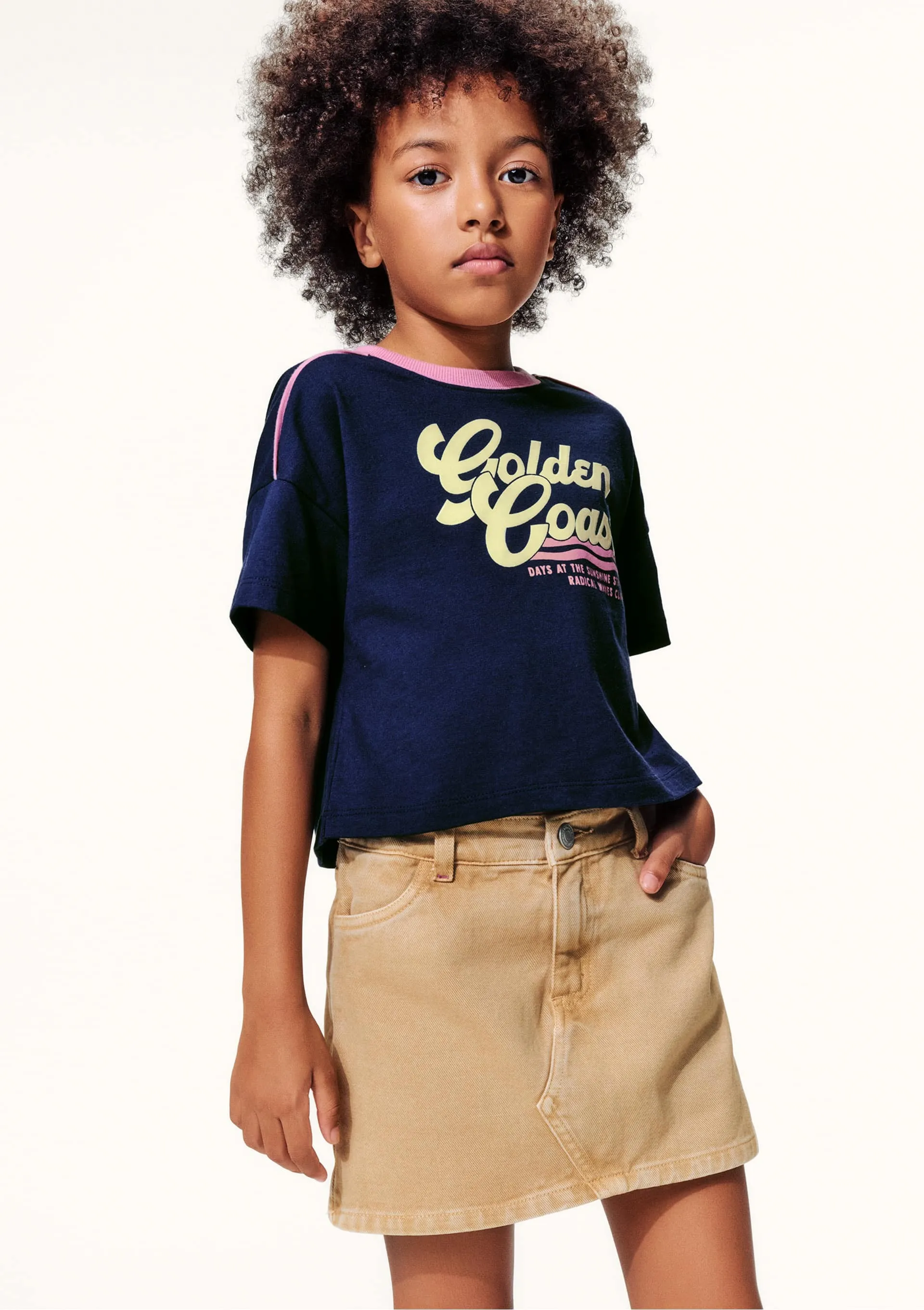 Shorts Saia Infantil Em Sarja Estonada - Bege