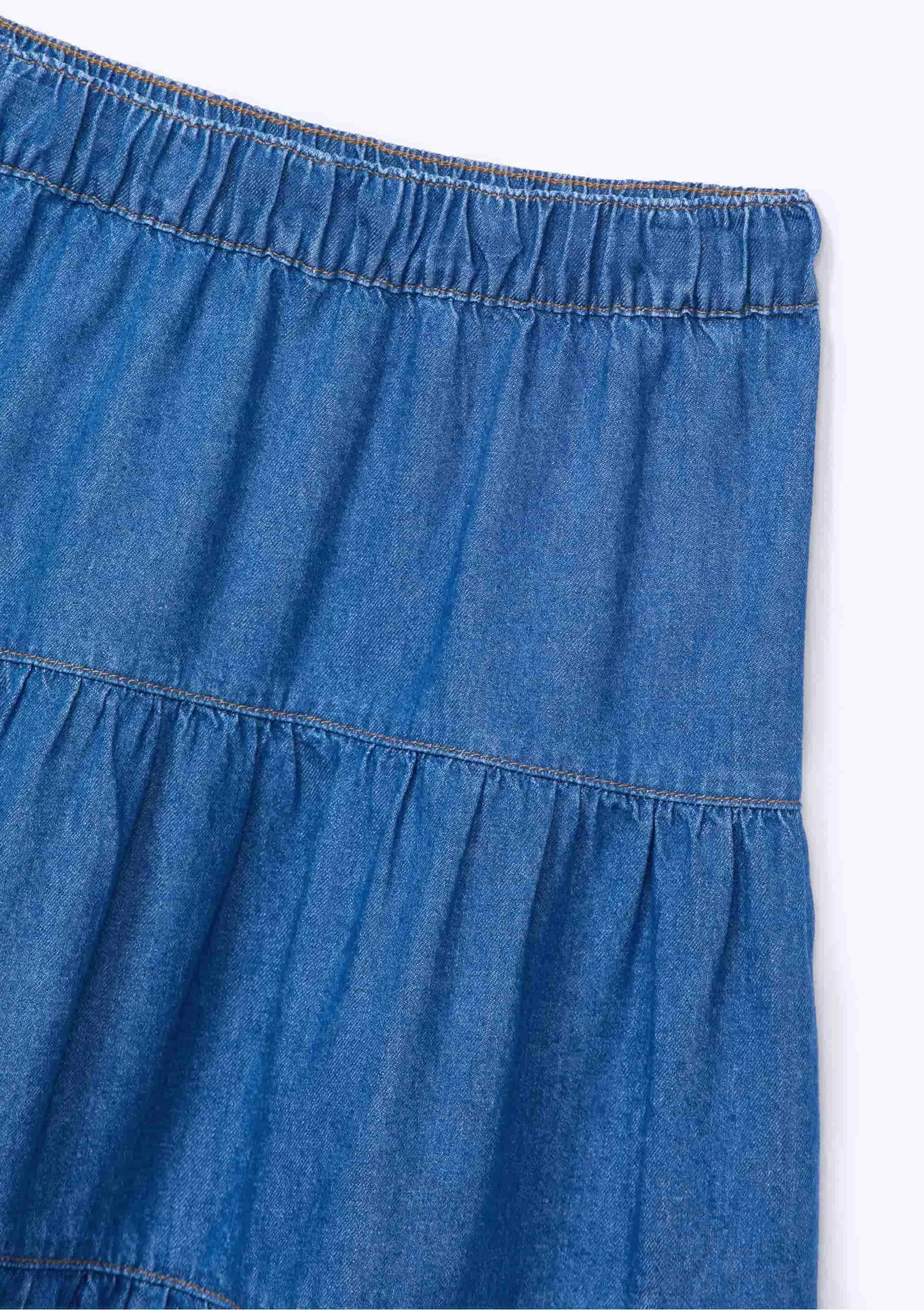 Saia Infantil Midi Em Jeans - Azul — foto 7