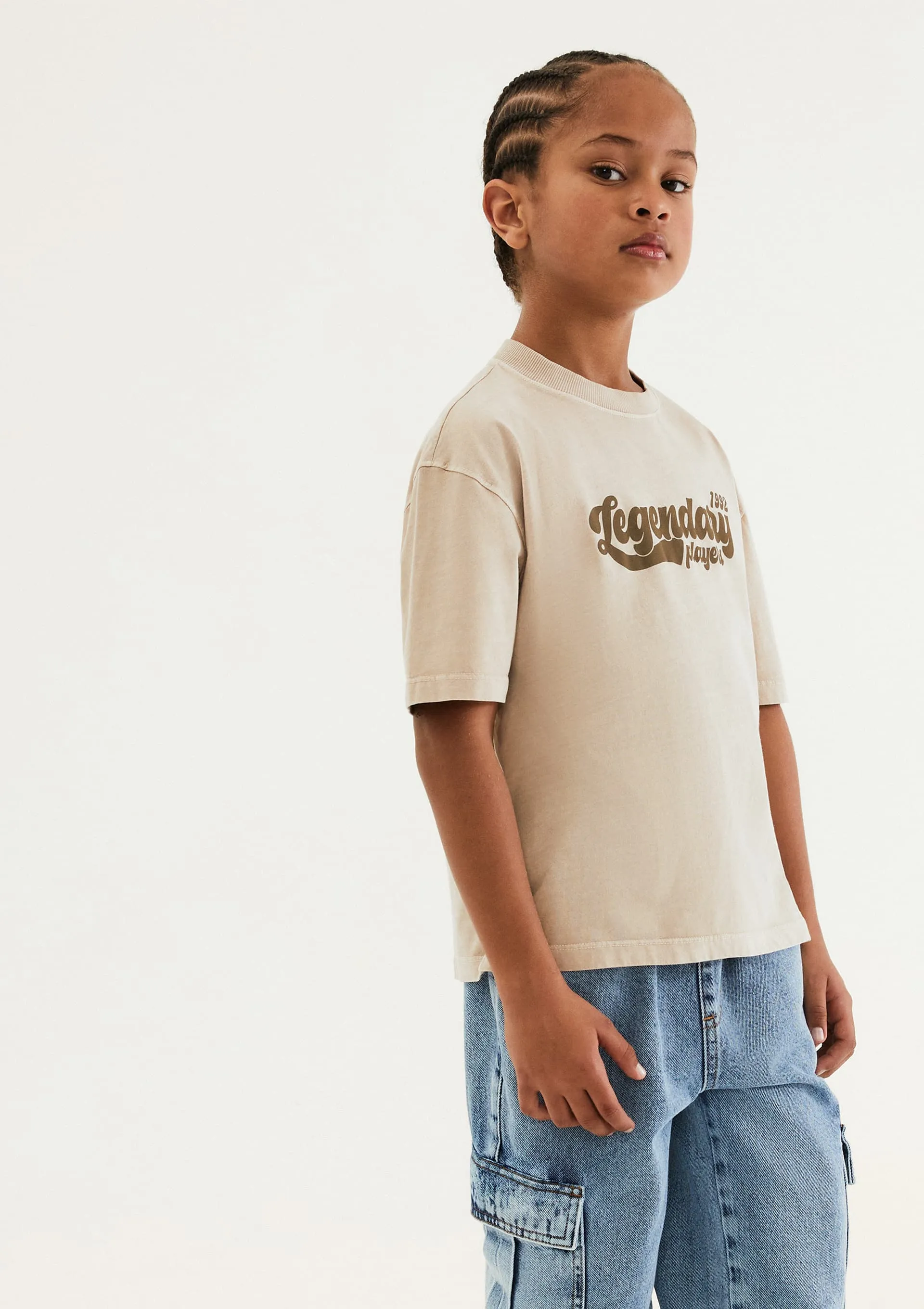 Camiseta Infantil Menino Estampada Em Algodão - Bege