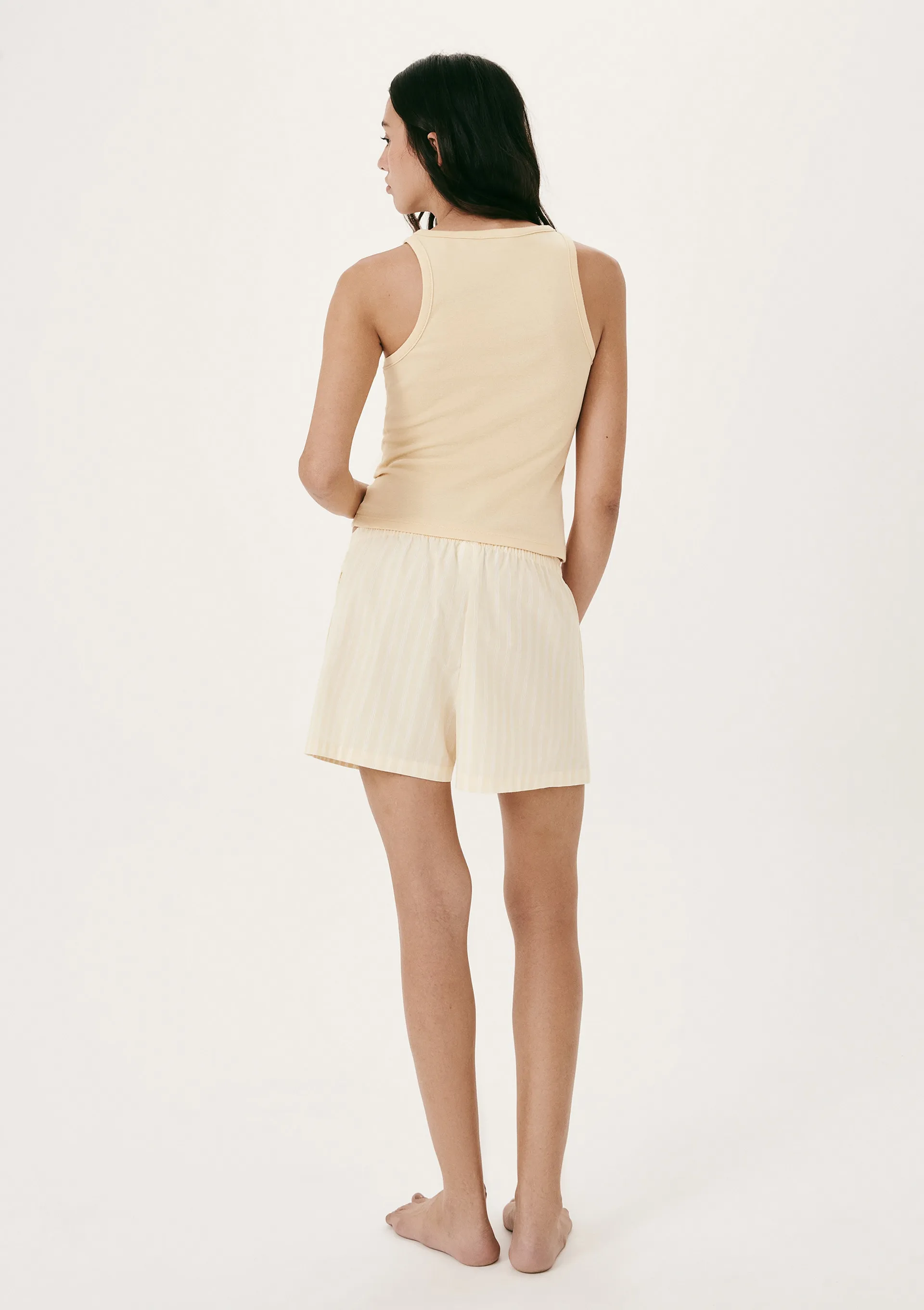 Pijama Curto Feminino Listrado - Amarelo — foto 3