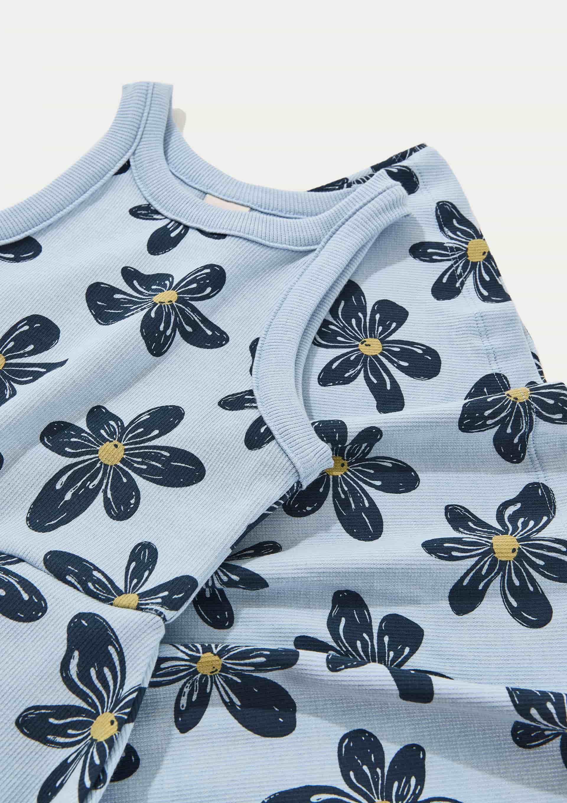 Vestido Infantil Curto Em Ribana Canelada - Azul — foto 2