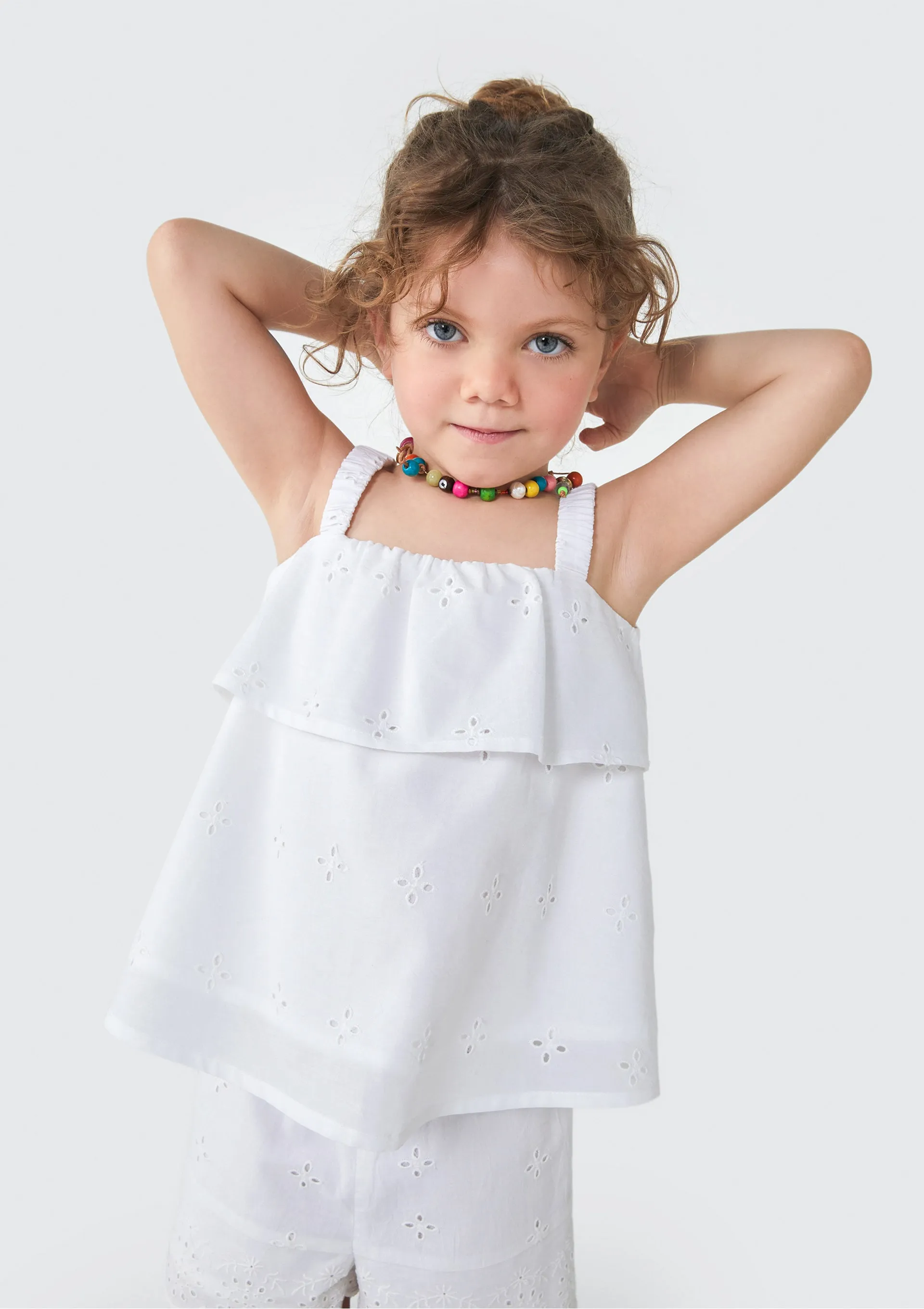 Blusa Bata Infantil Menina Toddler Com Babado - Branco