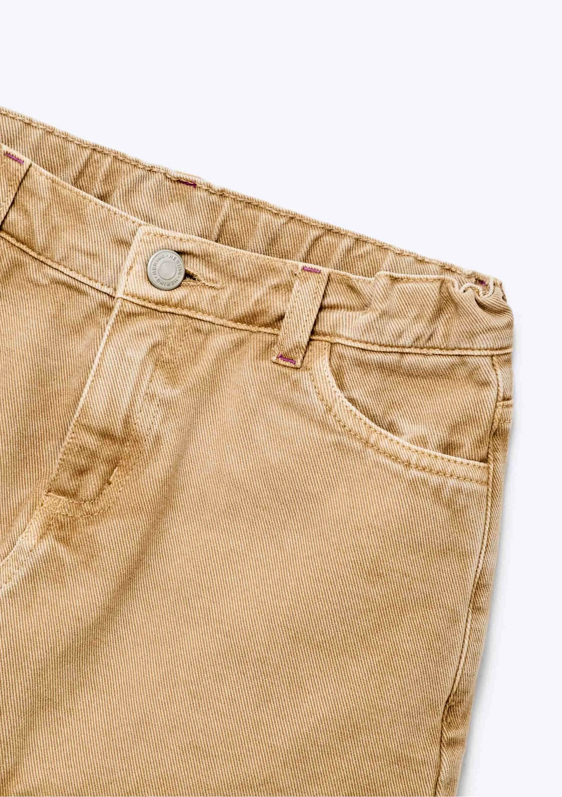 Shorts Saia Infantil Em Sarja Estonada - Bege — foto 5