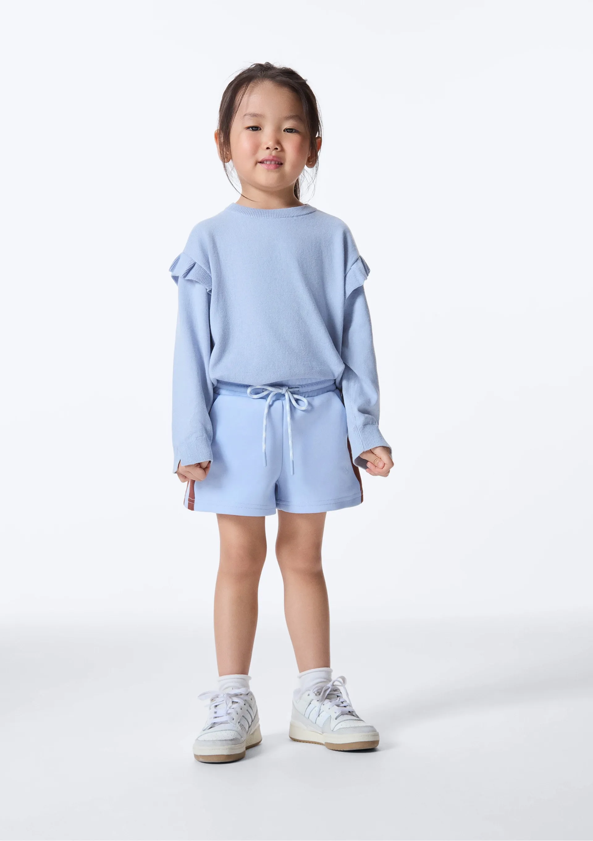 Shorts Infantil Menina Reto Faixas Laterais - Azul — foto 4