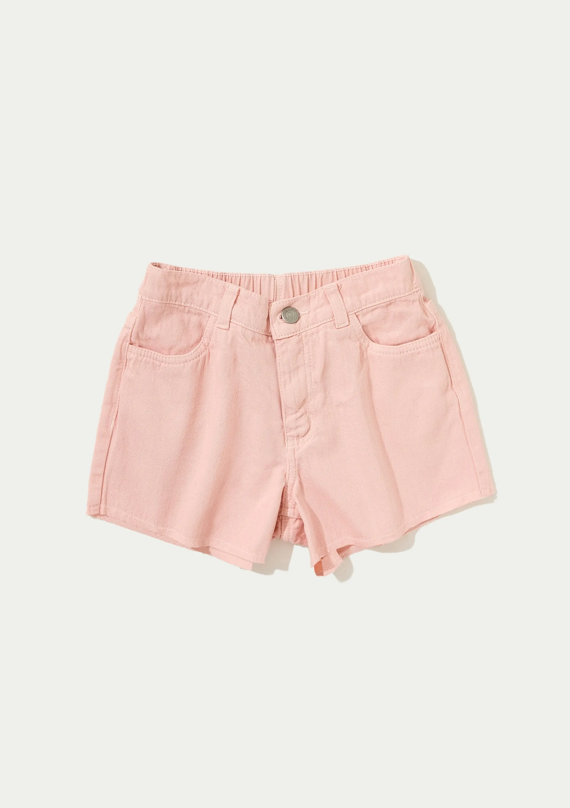 Shorts Infantil Menina Barra Desfiada Em Sarja - Rosa — foto 8