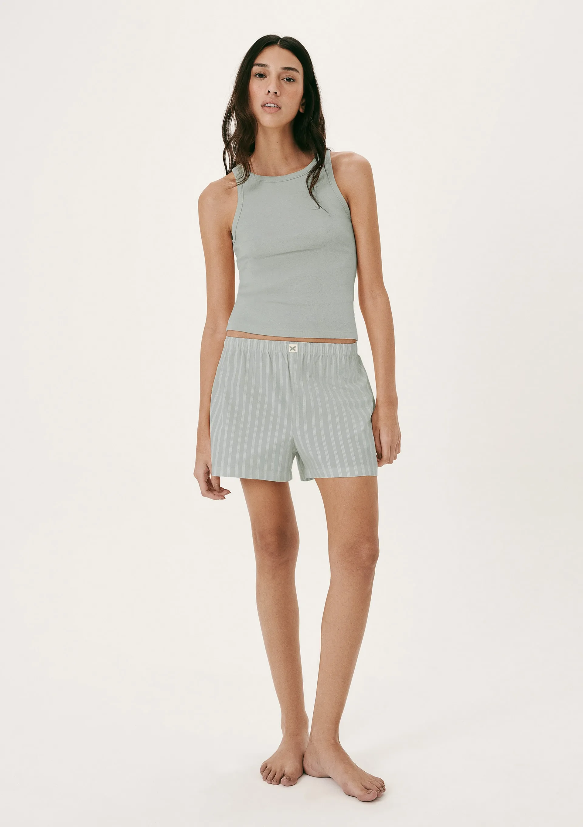 Pijama Curto Feminino Listrado - Azul
