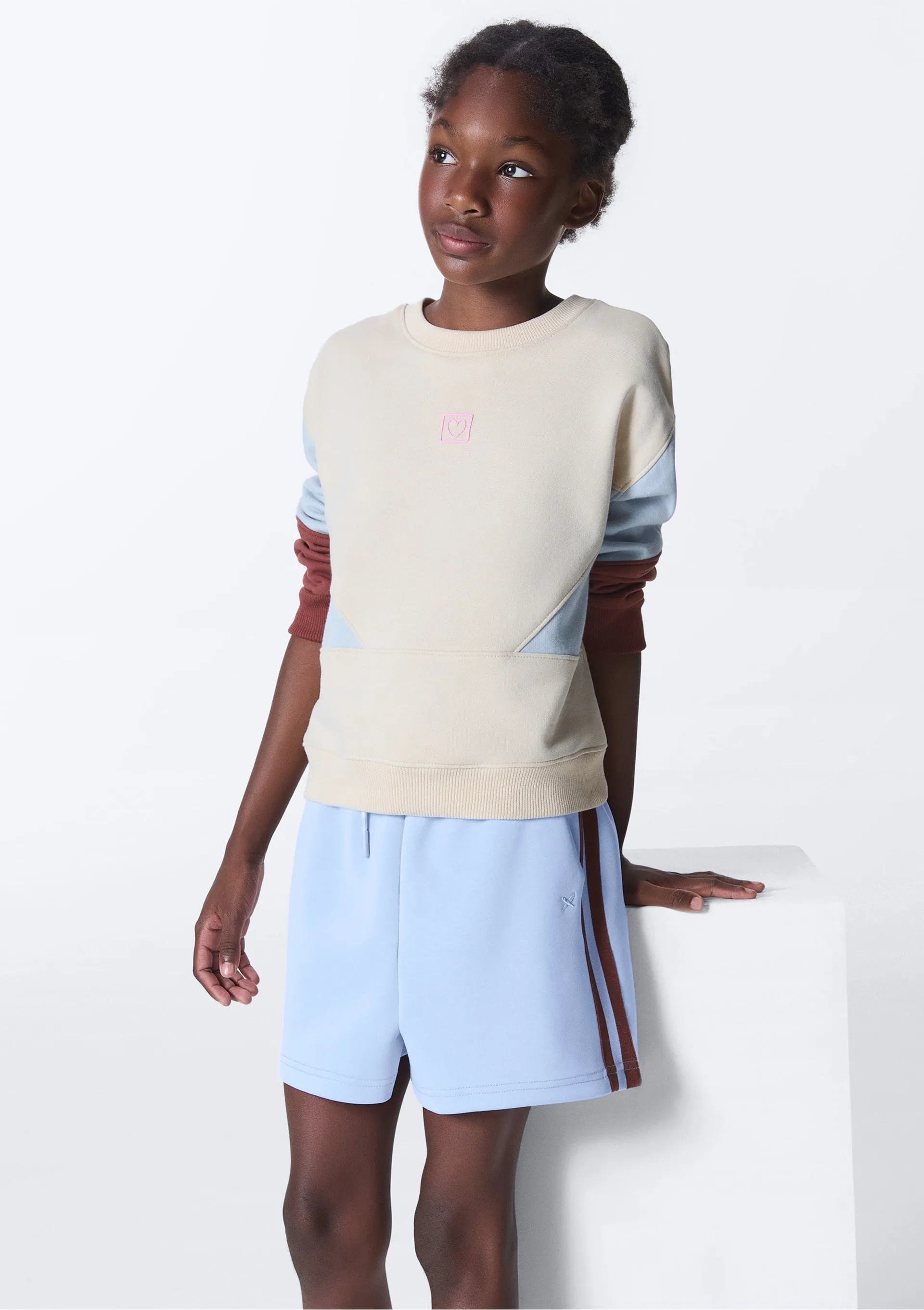 Shorts Infantil Menina Reto Faixas Laterais - Azul — foto 5