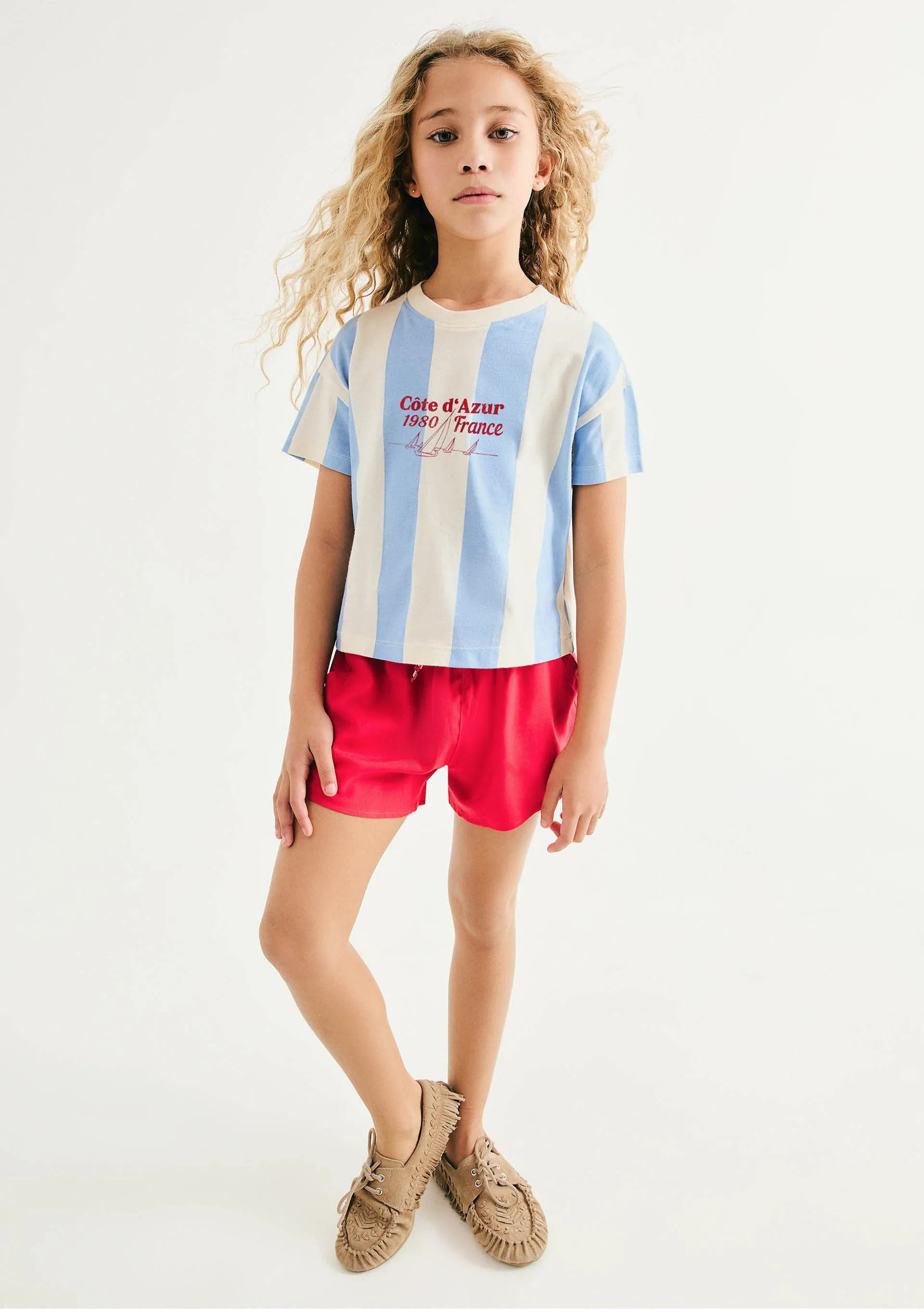 Shorts Infantil Menina Reto Em Viscose - Vermelho