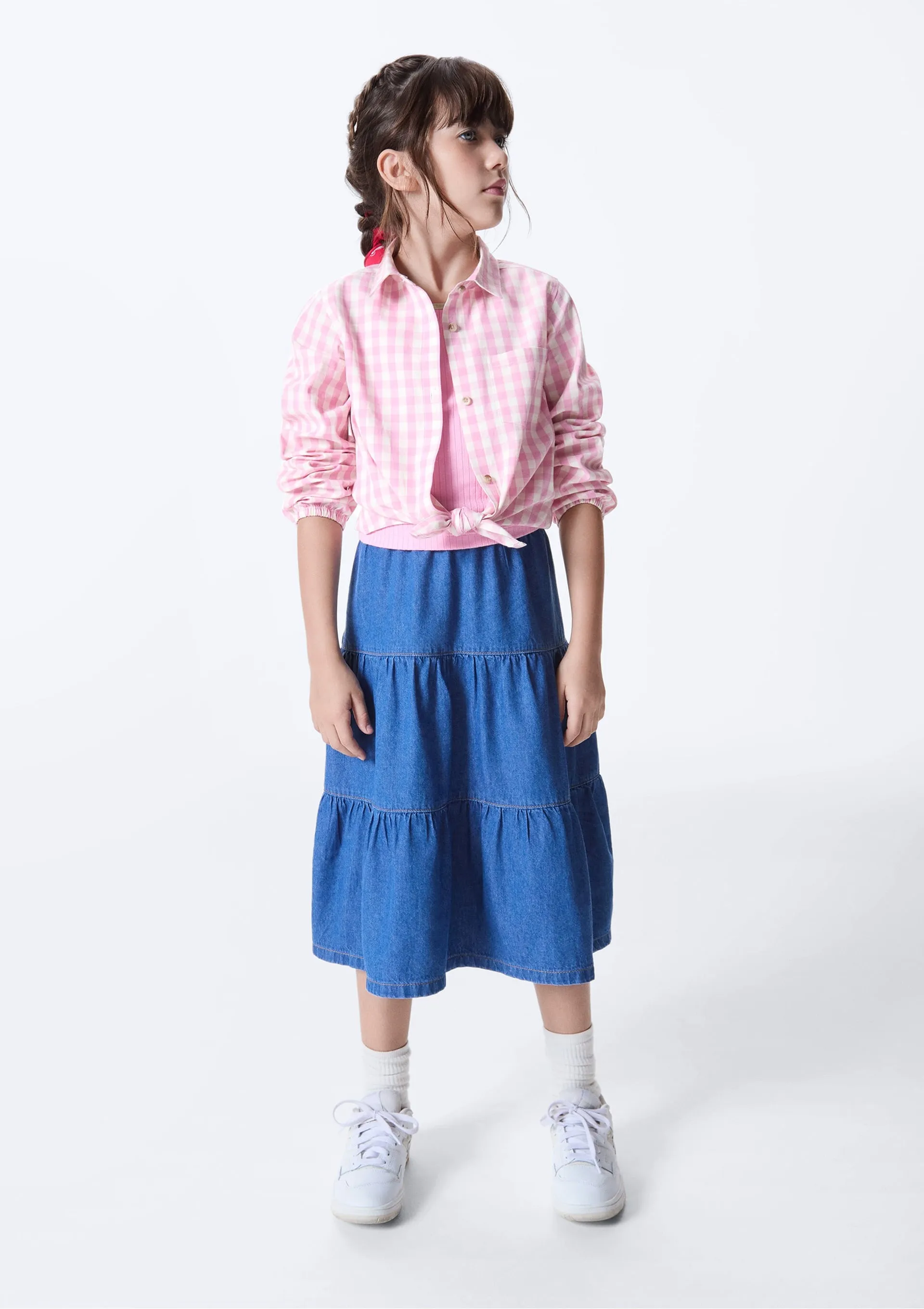 Saia Infantil Midi Em Jeans - Azul
