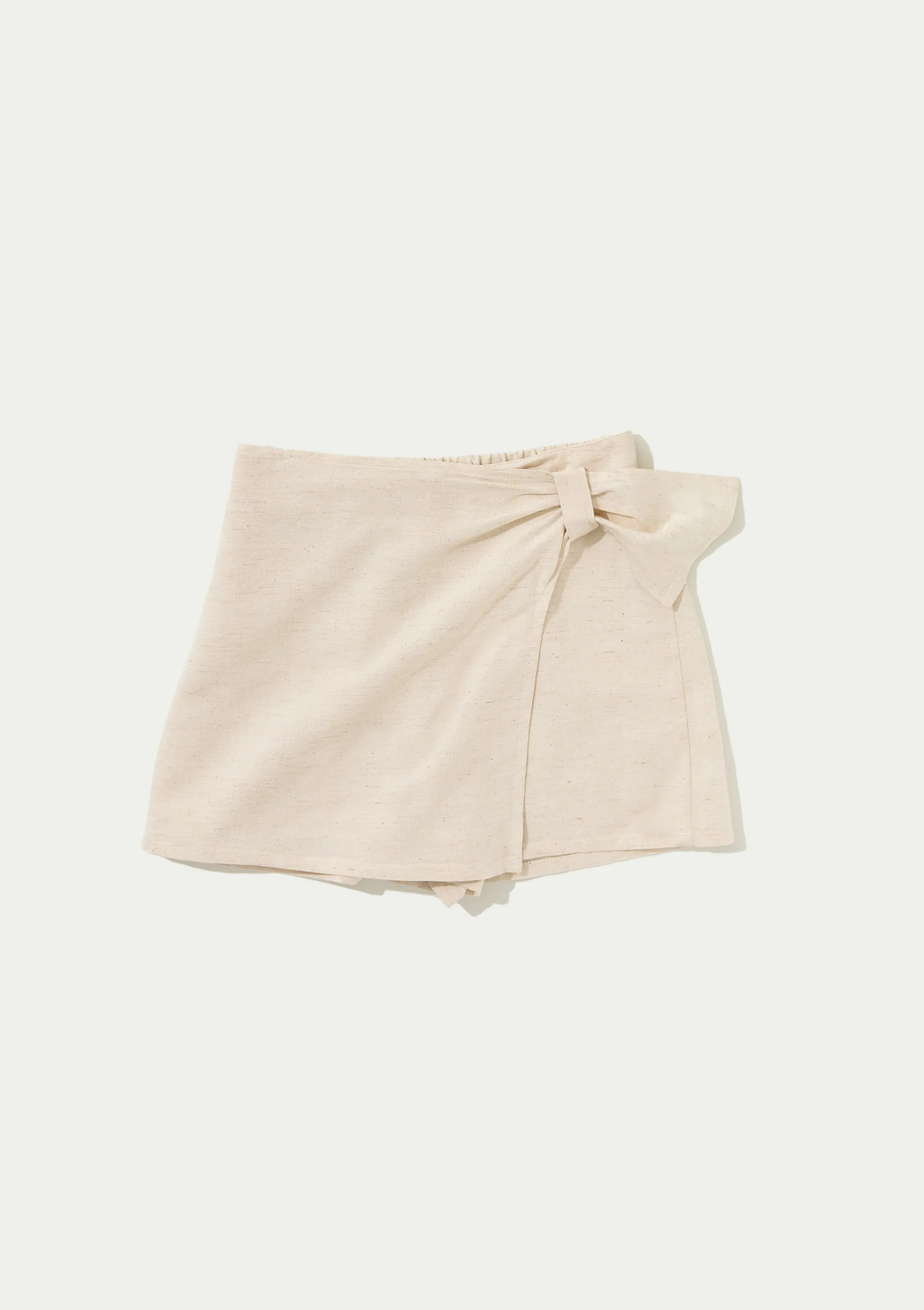 Shorts Saia Infantil Menina Reto Com Linho - Natural — foto 7