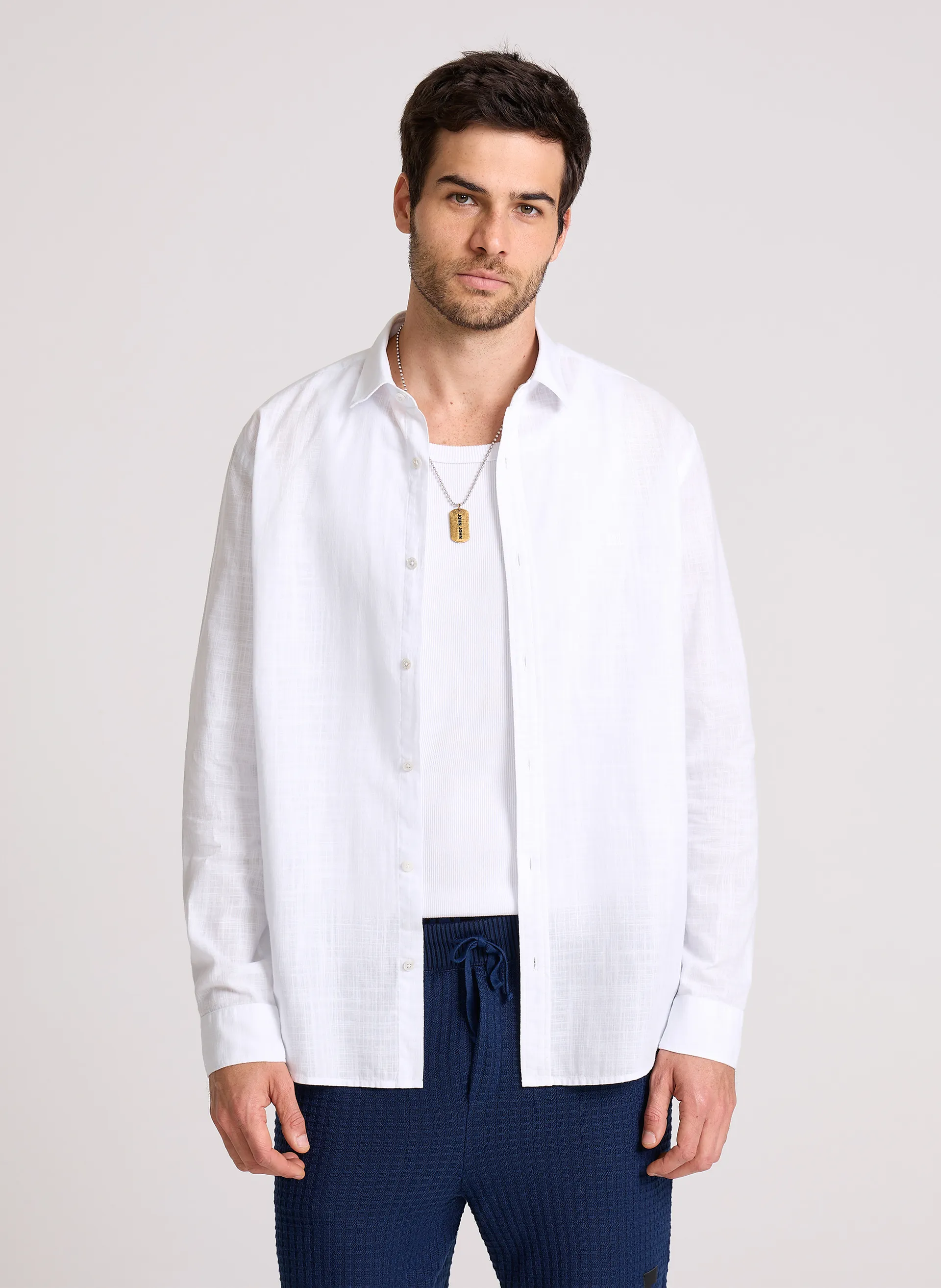 Camisa Relaxed Fit Cotton White John John Masculina