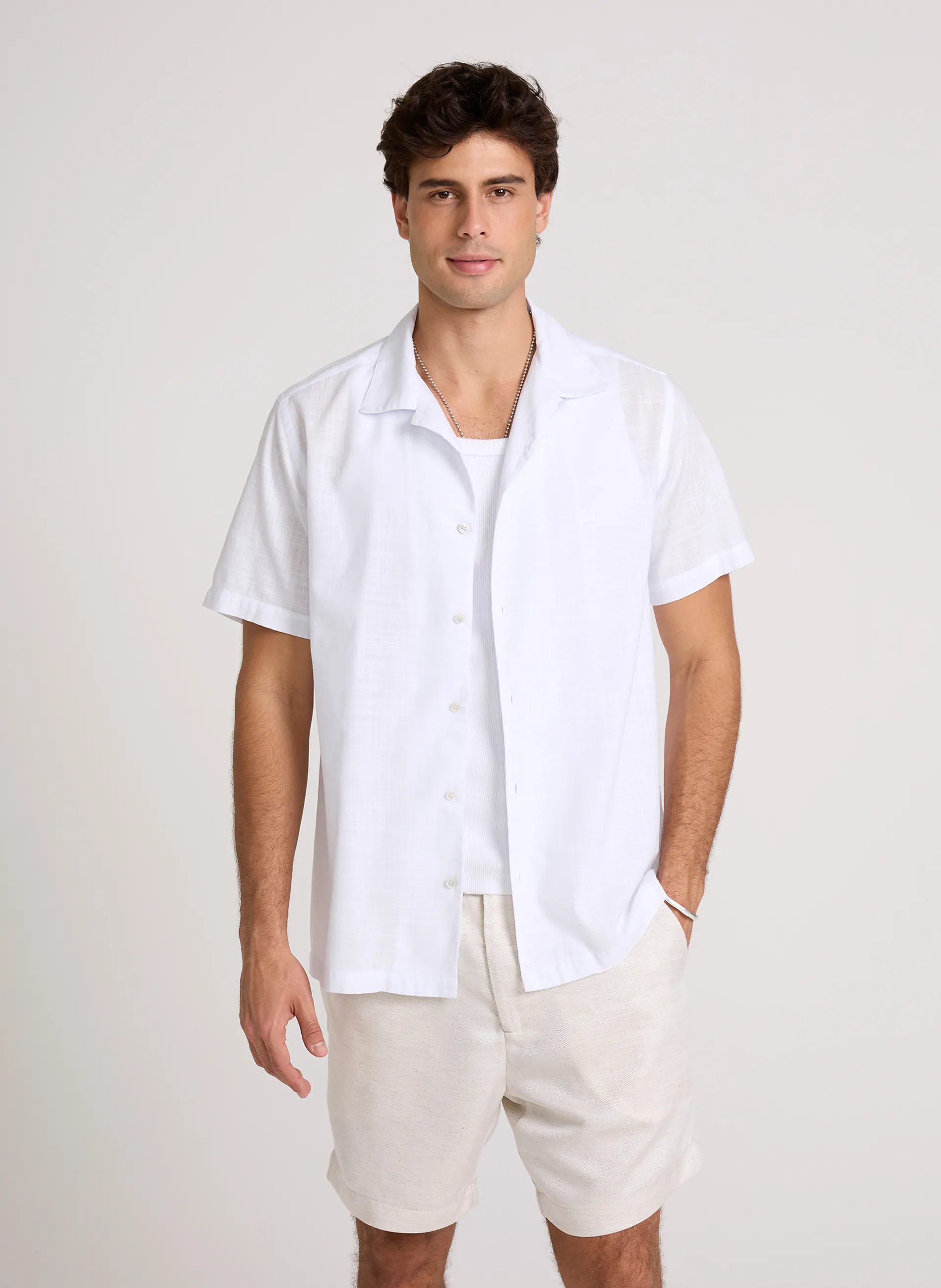 Camisa Regular Fit Cotton White John John Masculina