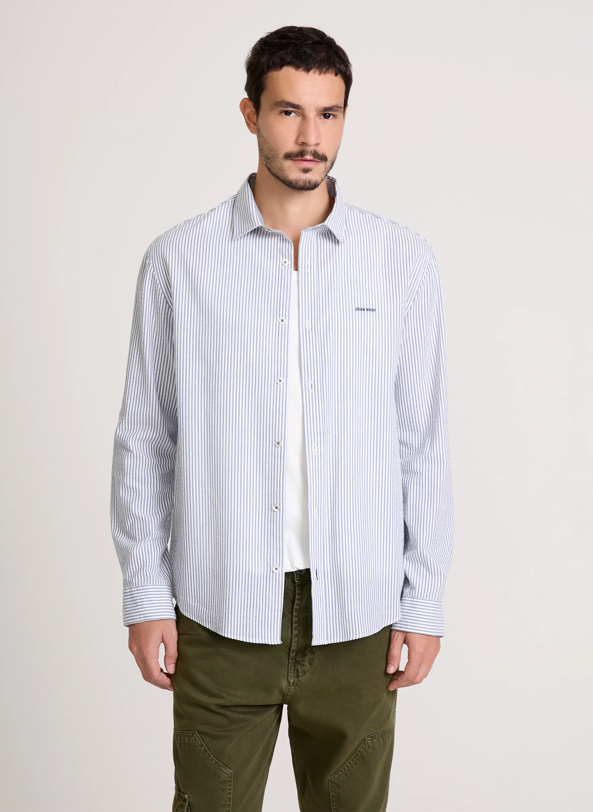 Camisa Regular Fit Seersucker Blue John John Masculina