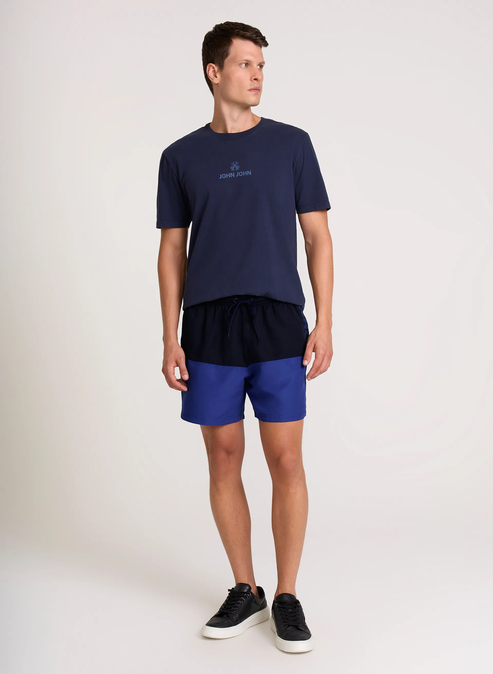 Shorts Regular Fit Bicolor Navy Blue John John Masculino