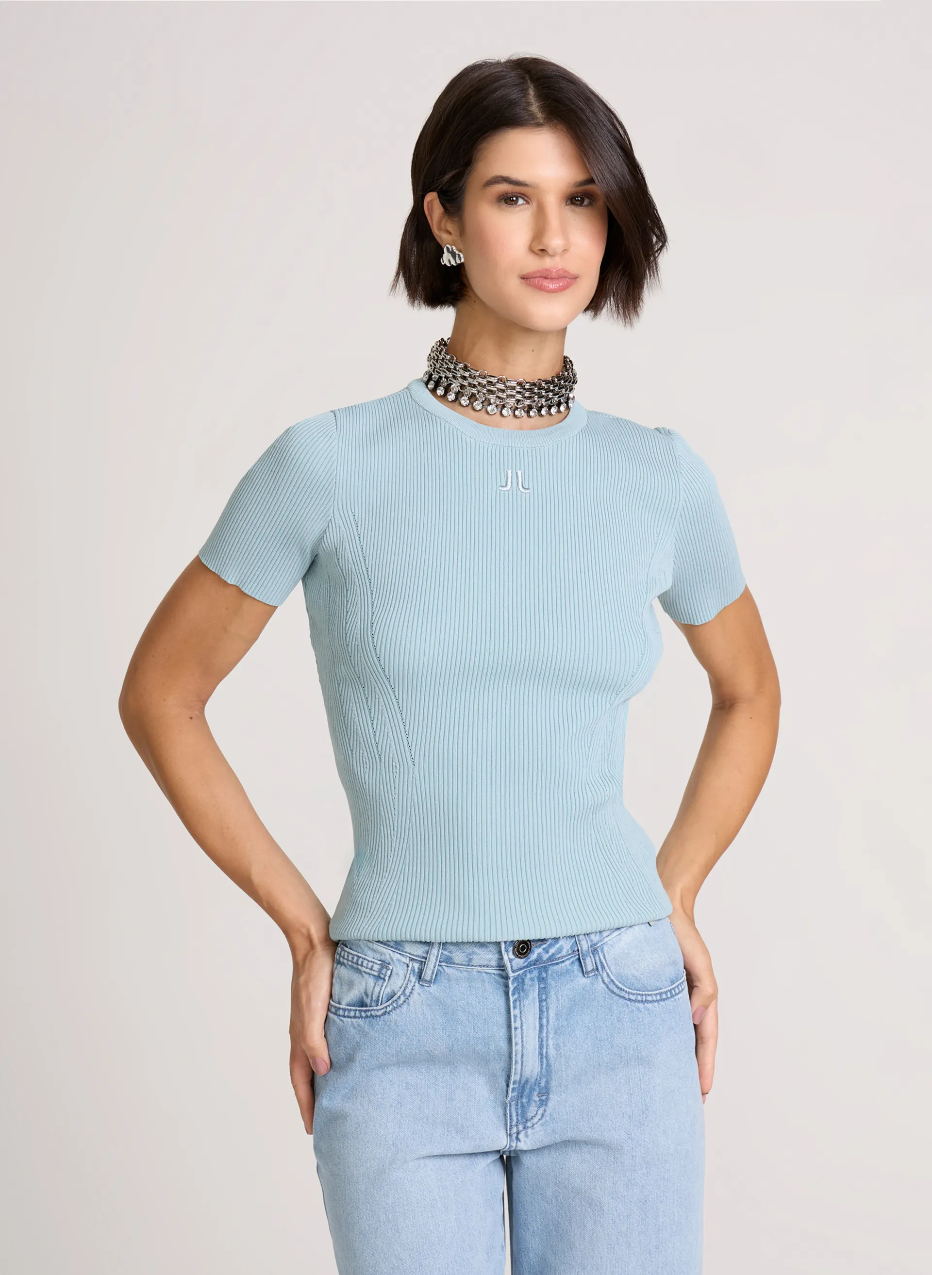 Blusa Justa Ellie Azul John John Feminina