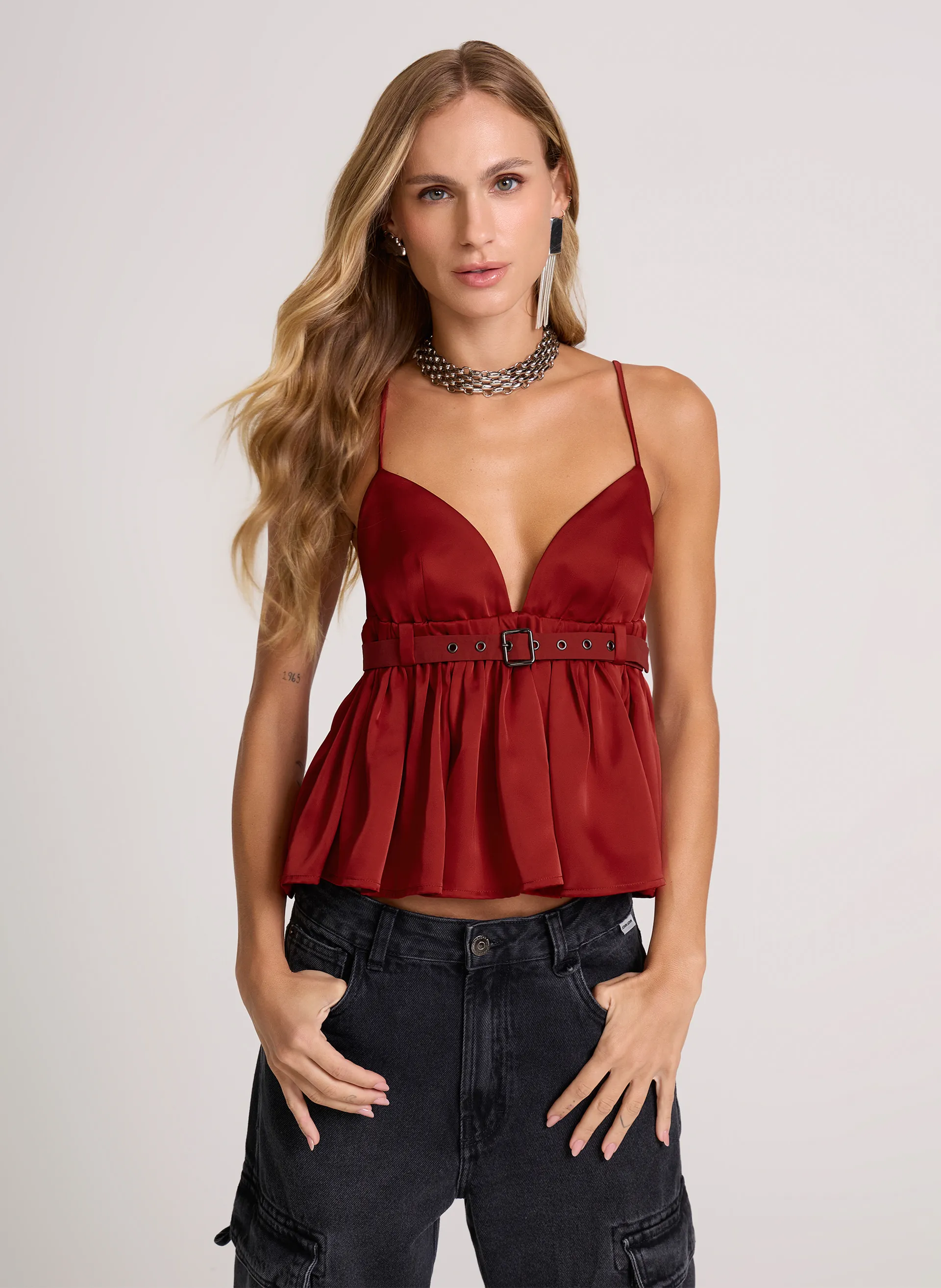 Blusa Fluída Joan Vermelha John John Feminina