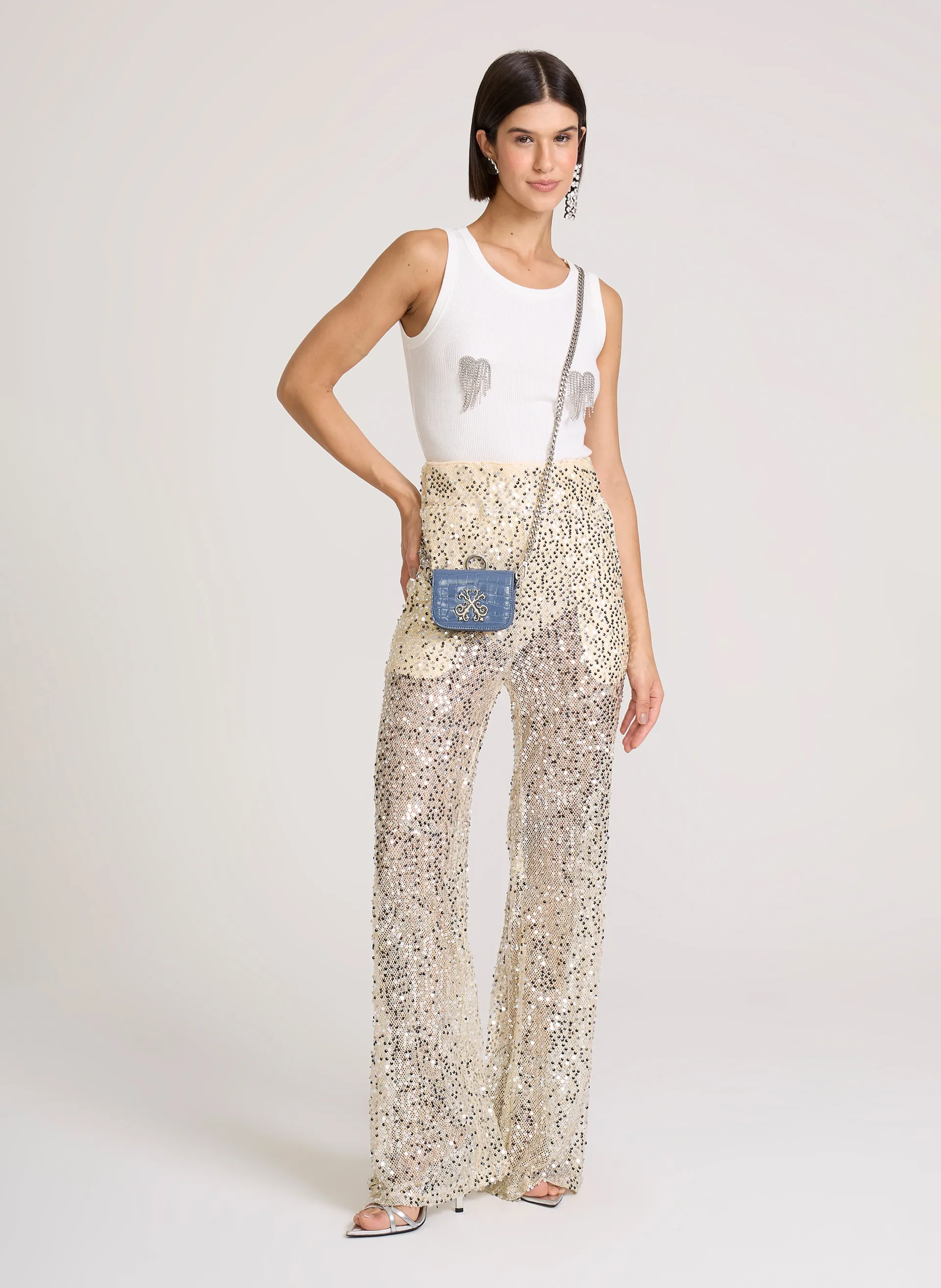 Calça Ampla Sequin John John Feminina