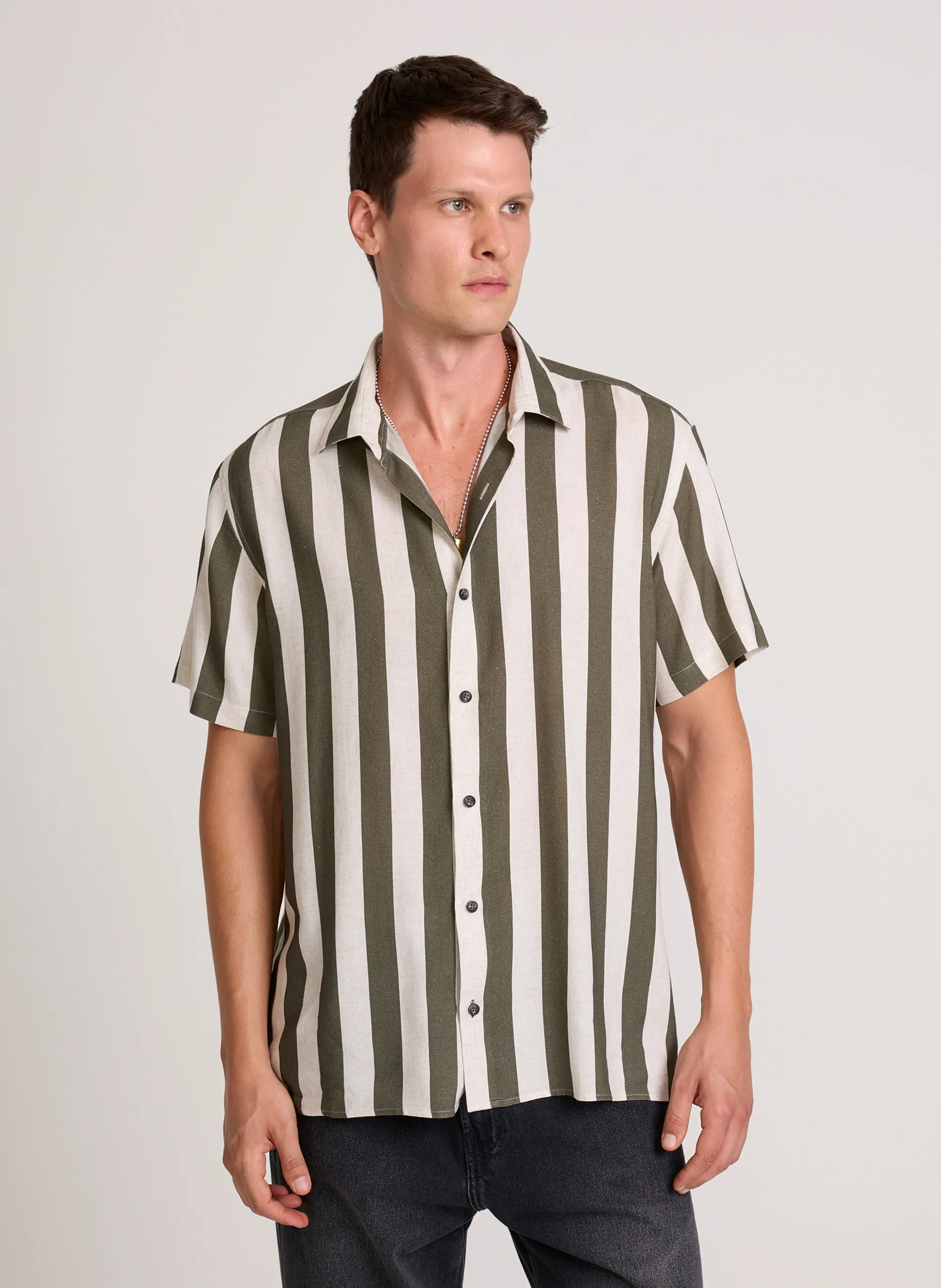 Camisa Relaxed Fit Bold Stripes John John Masculina