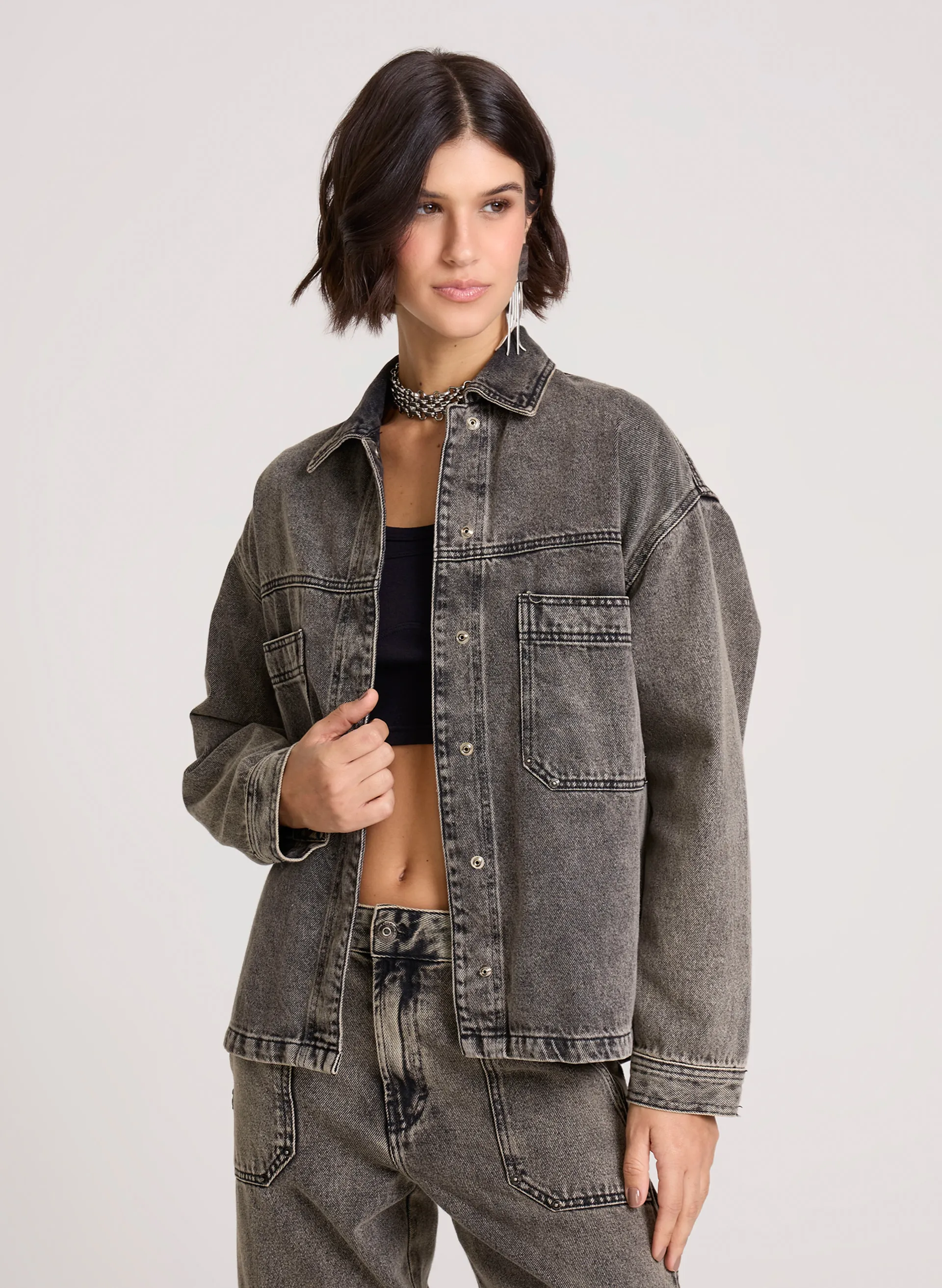 Camisa Jeans Overshirt Estocolmo John John Feminina