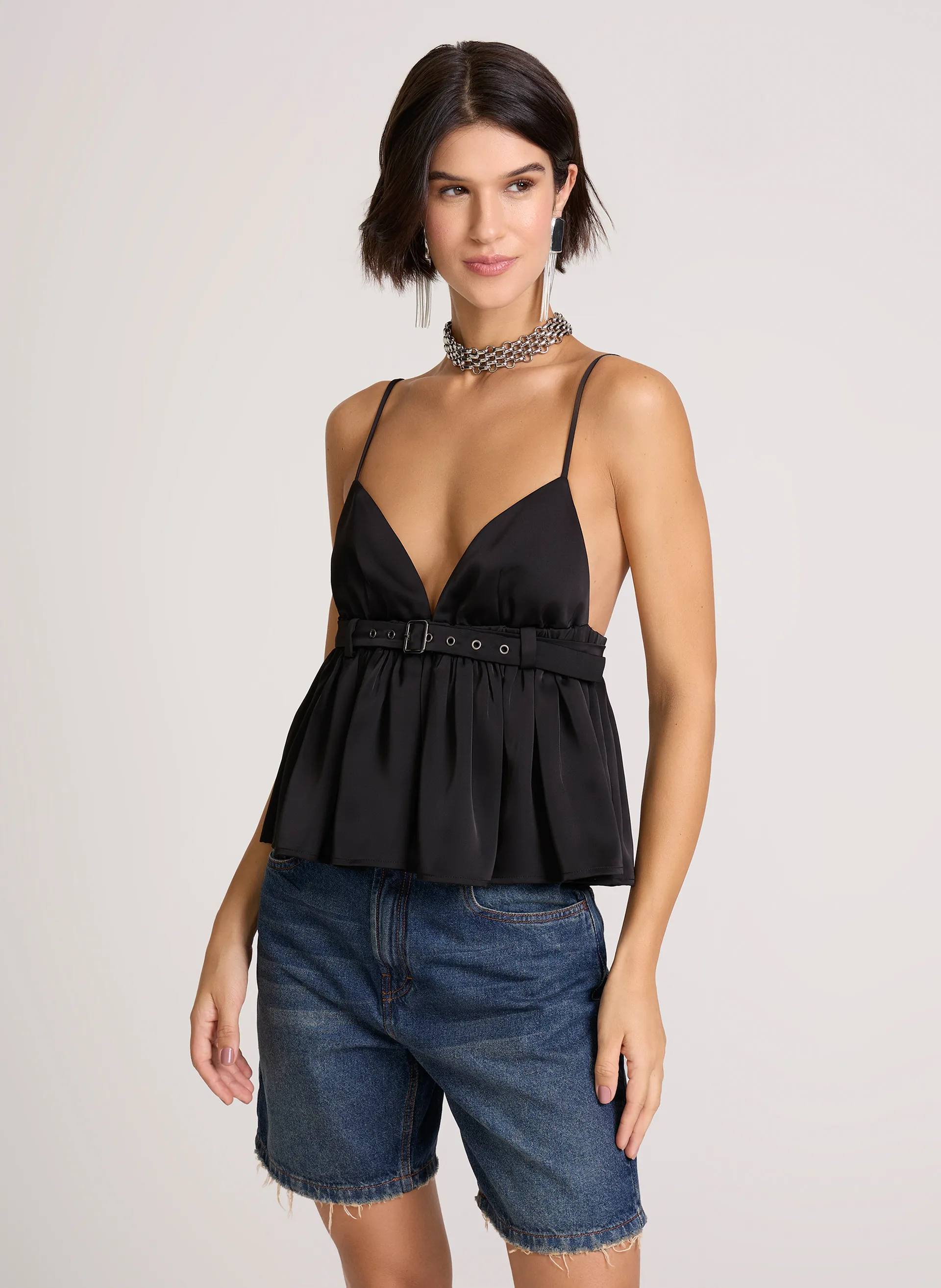Blusa Fluída Joan Preta John John Feminina