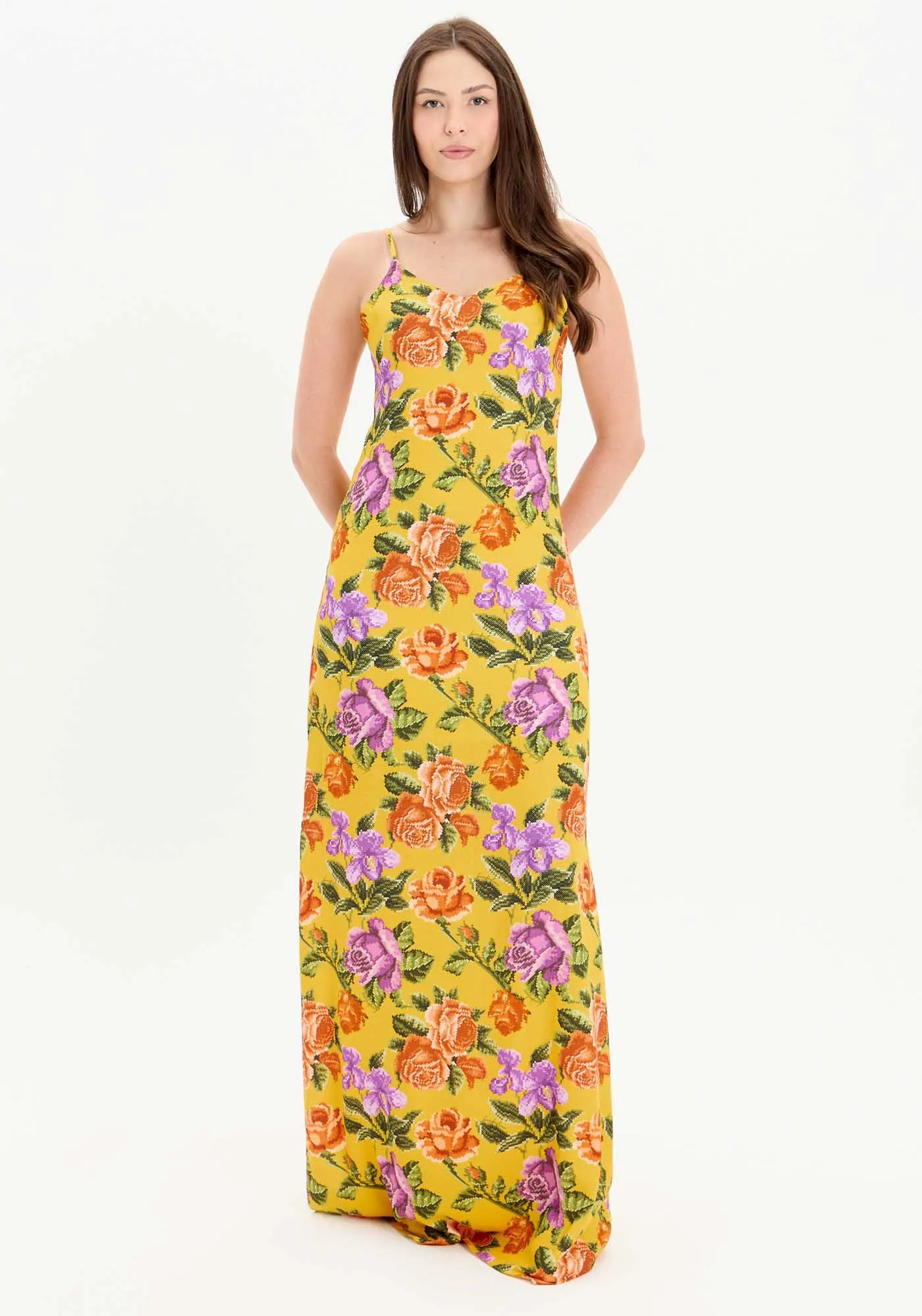 Vestido De Alças Longo Estampado
