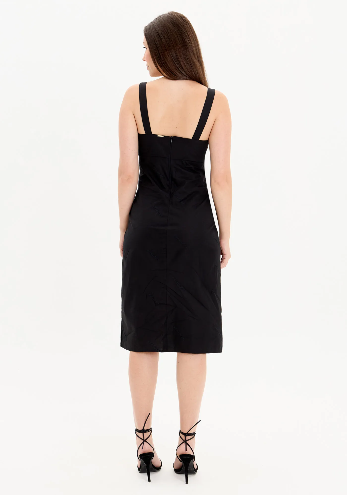 Vestido Super Midi Decote V Com Zíper — foto 3