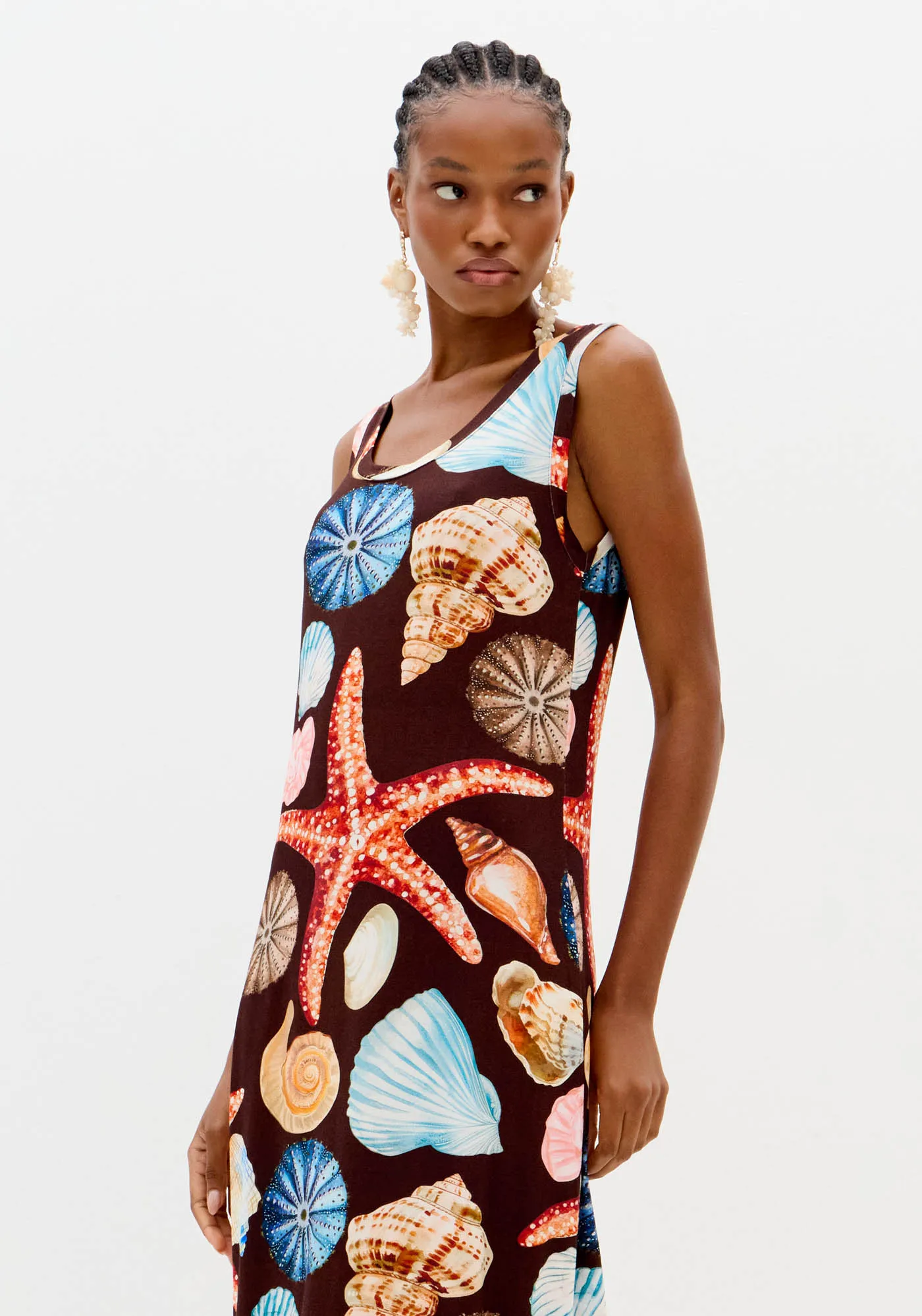 Vestido Super Midi Estampado Com Fenda — foto 3