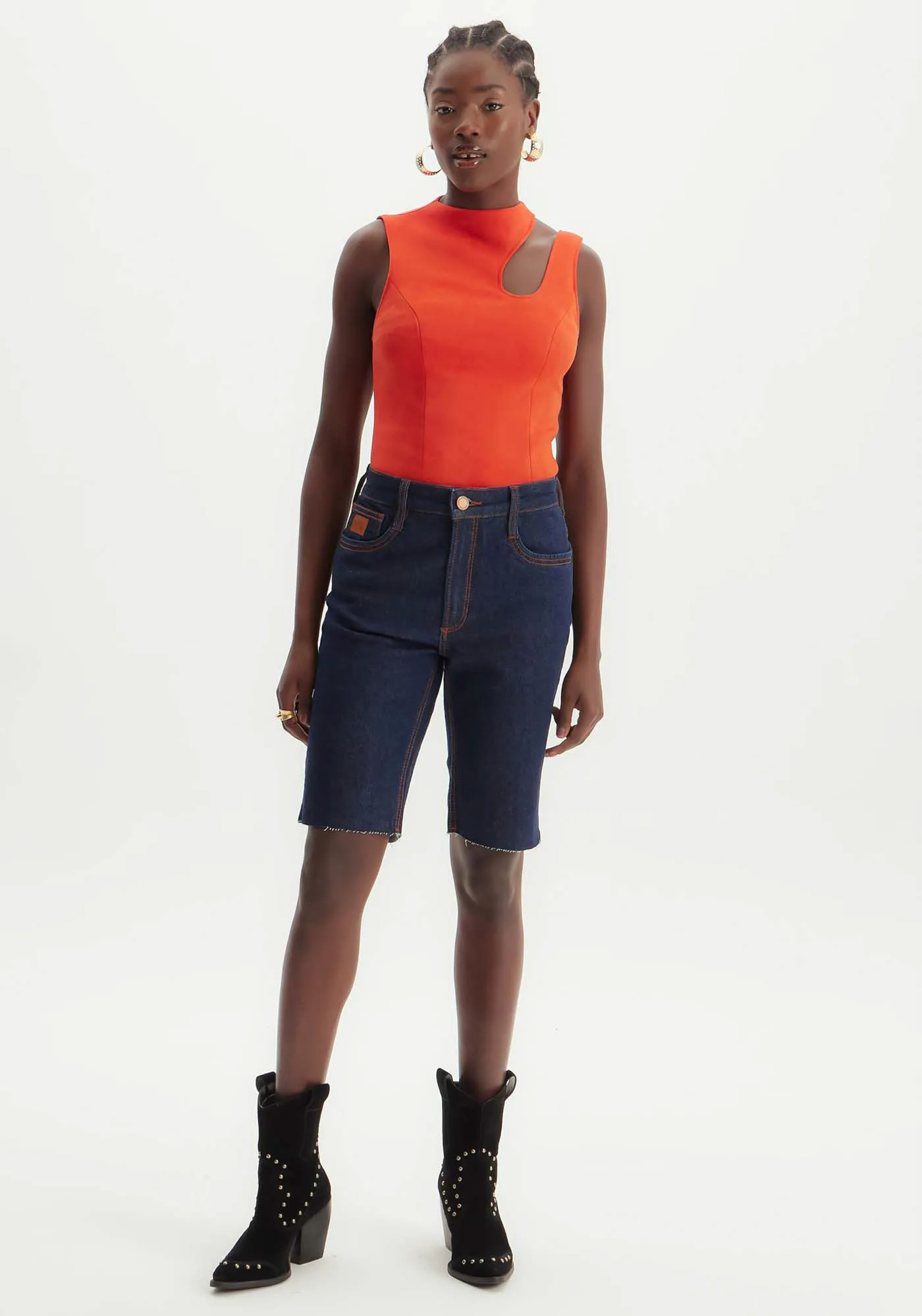 Bermuda Jeans Slim Comfort High