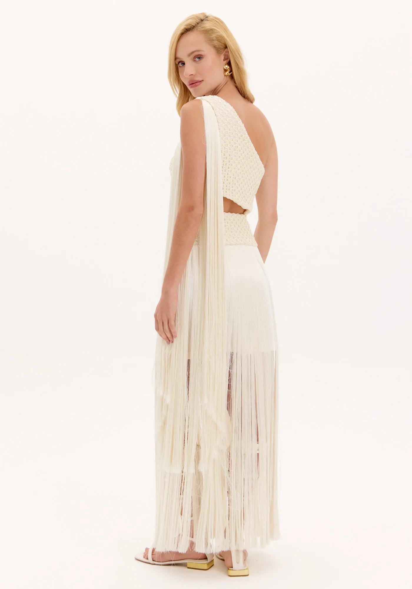 Vestido Super Midi Com Franjas — foto 3