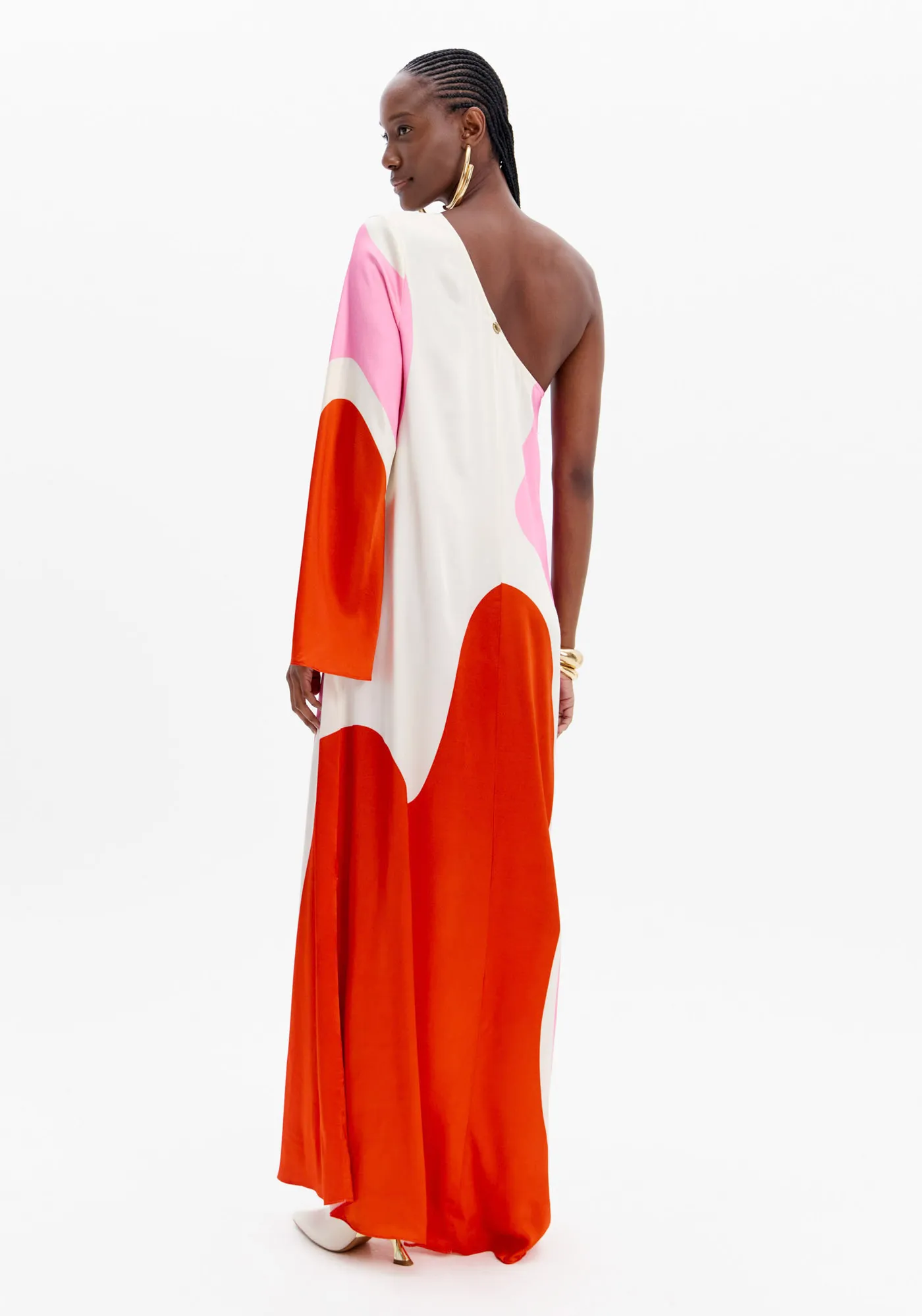 Vestido Super Midi Ombro Único Estampado — foto 3